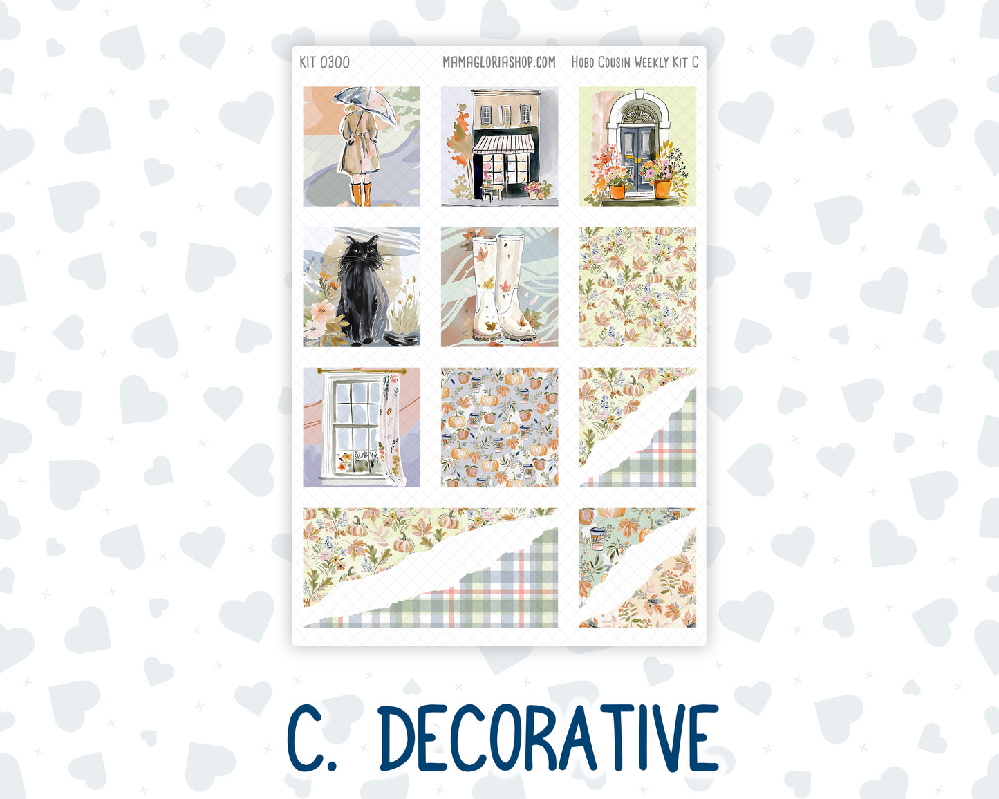 Kit 0300 - Hobonichi Cousin - Weekly Kit - October - Autumn Stroll - 1.3” Wide Columns