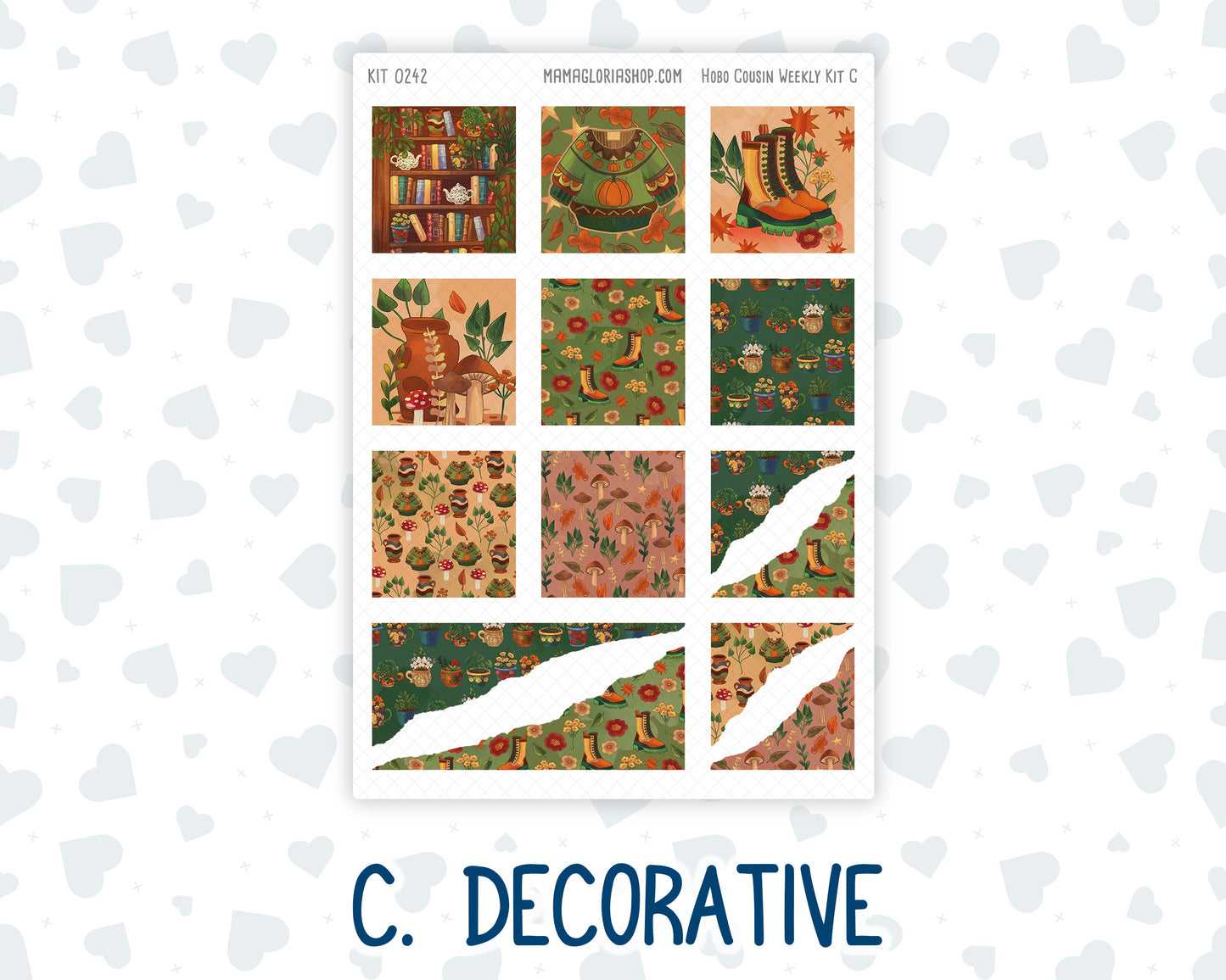Kit 0242 - Hobonichi Cousin - Weekly Kit - November - Cottage Autumn - 1.3” Wide Columns