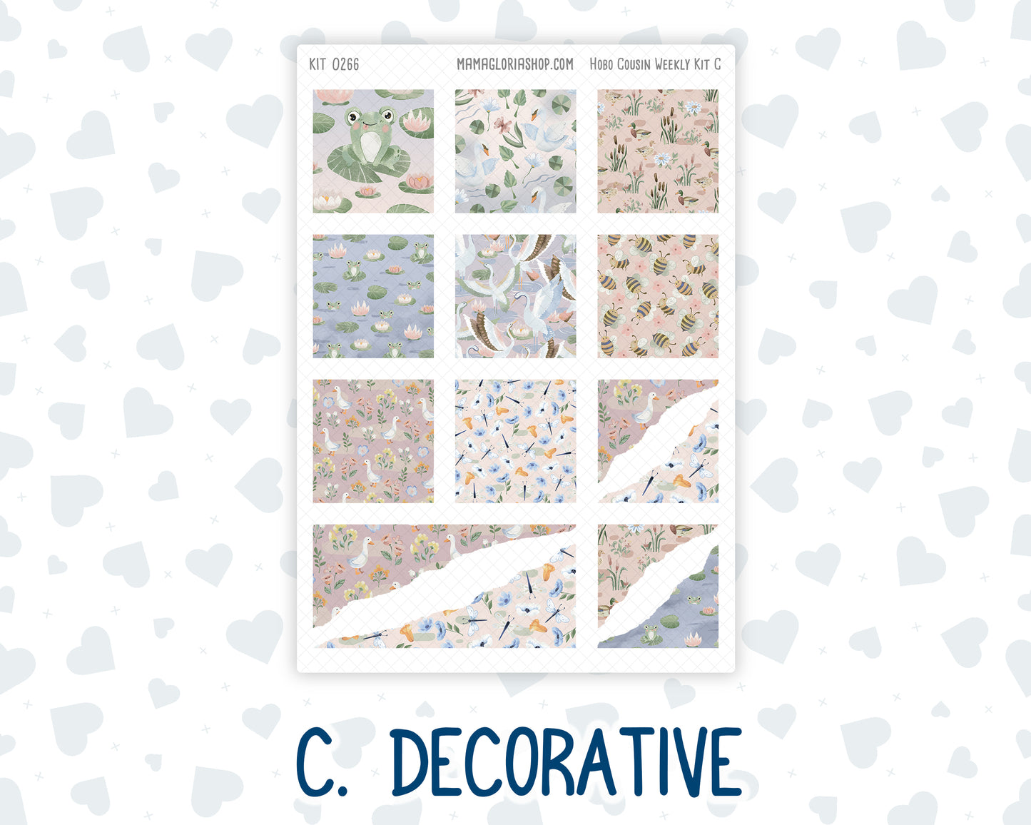 Kit 0266 - Hobonichi Cousin - Weekly Kit - May - Froggy Lake Picnic - 1.3” Wide Columns