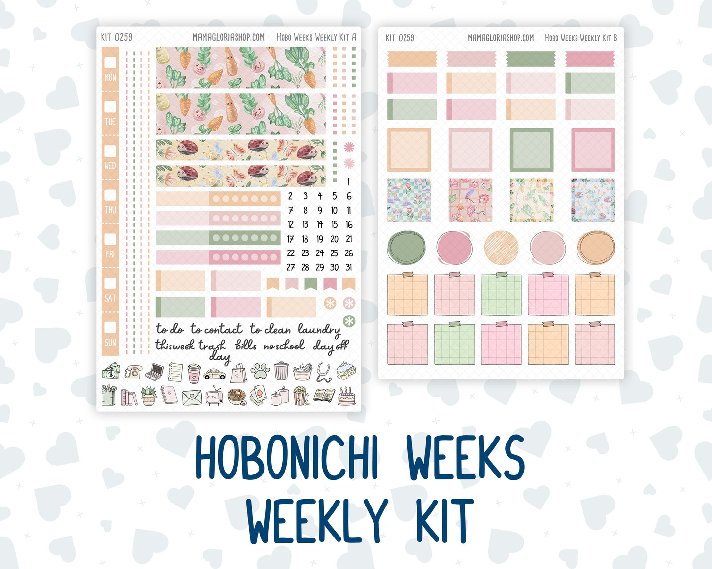 Kit 0259 - Hobonichi Weeks - Weekly Kit - March - Spring Garden Chores