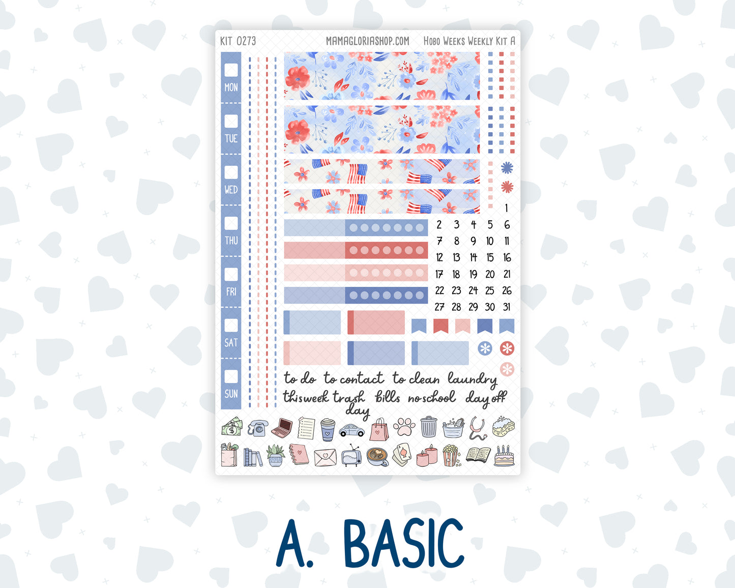 Kit 0273 - Hobonichi Weeks - Weekly Kit - July - Americana In Bloom
