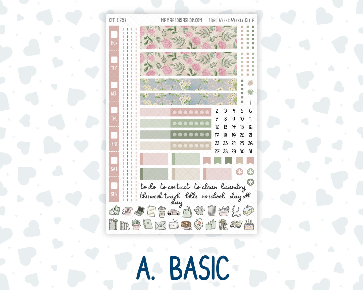 Kit 0257 - Hobonichi Weeks - Weekly Kit - March - Blush Garden