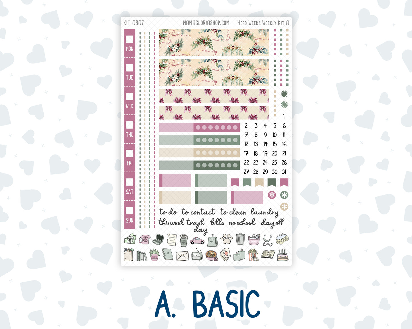 Kit 0307 - Hobonichi Weeks - Weekly Kit - December - Velvet Hearth