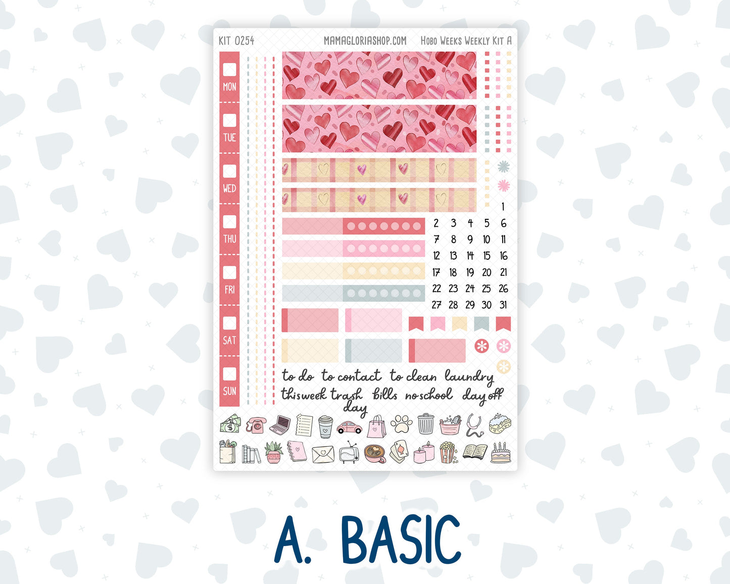 Kit 0254 - Hobonichi Weeks - Weekly Kit - February - Valentine Village
