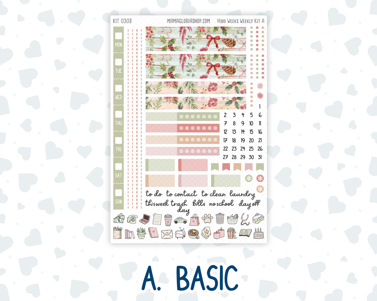 Kit 0308 - Hobonichi Weeks - Weekly Kit - December - Knit & Holly