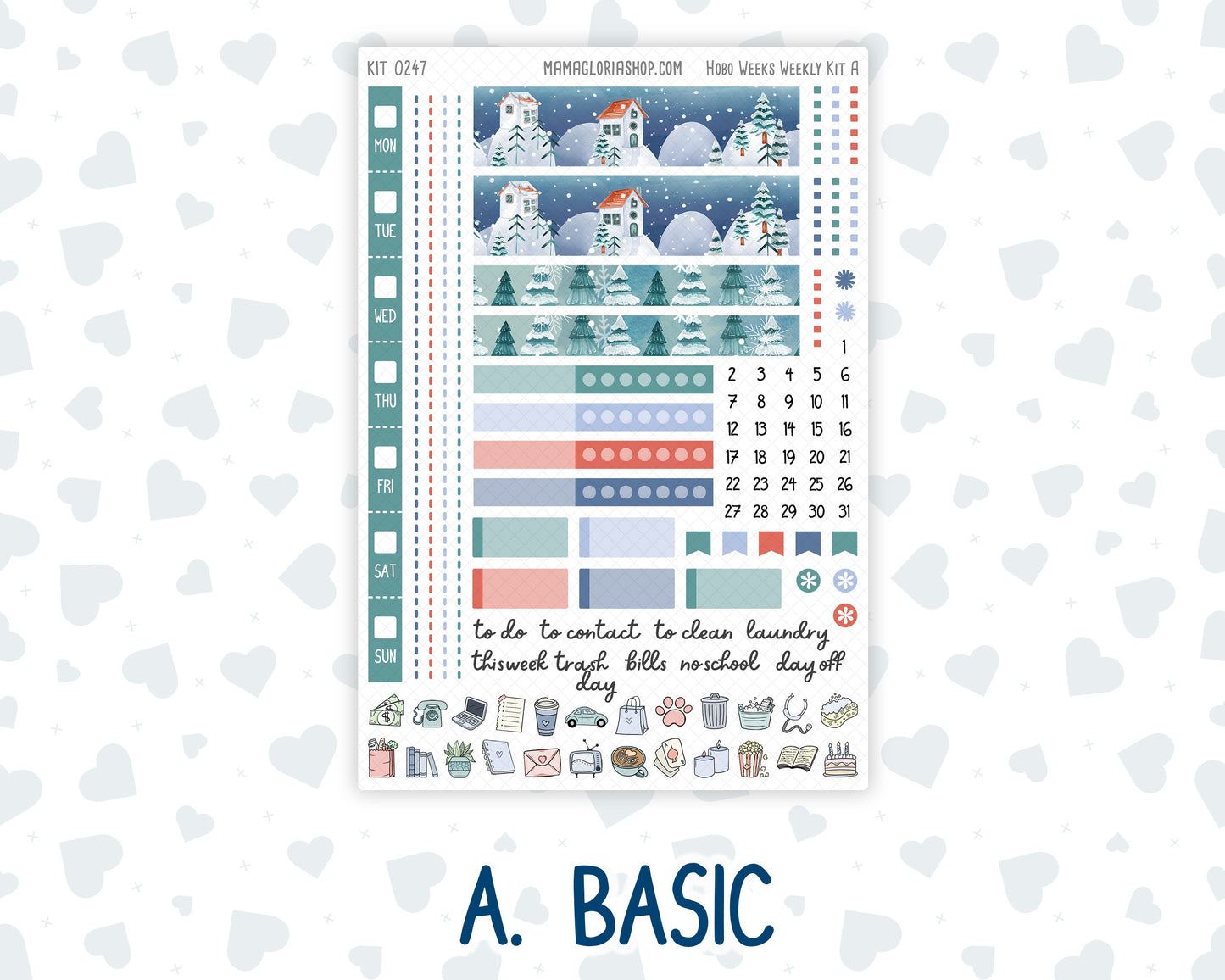 Kit 0247 - Hobonichi Weeks - Weekly Kit - December - Snow Day Adventures
