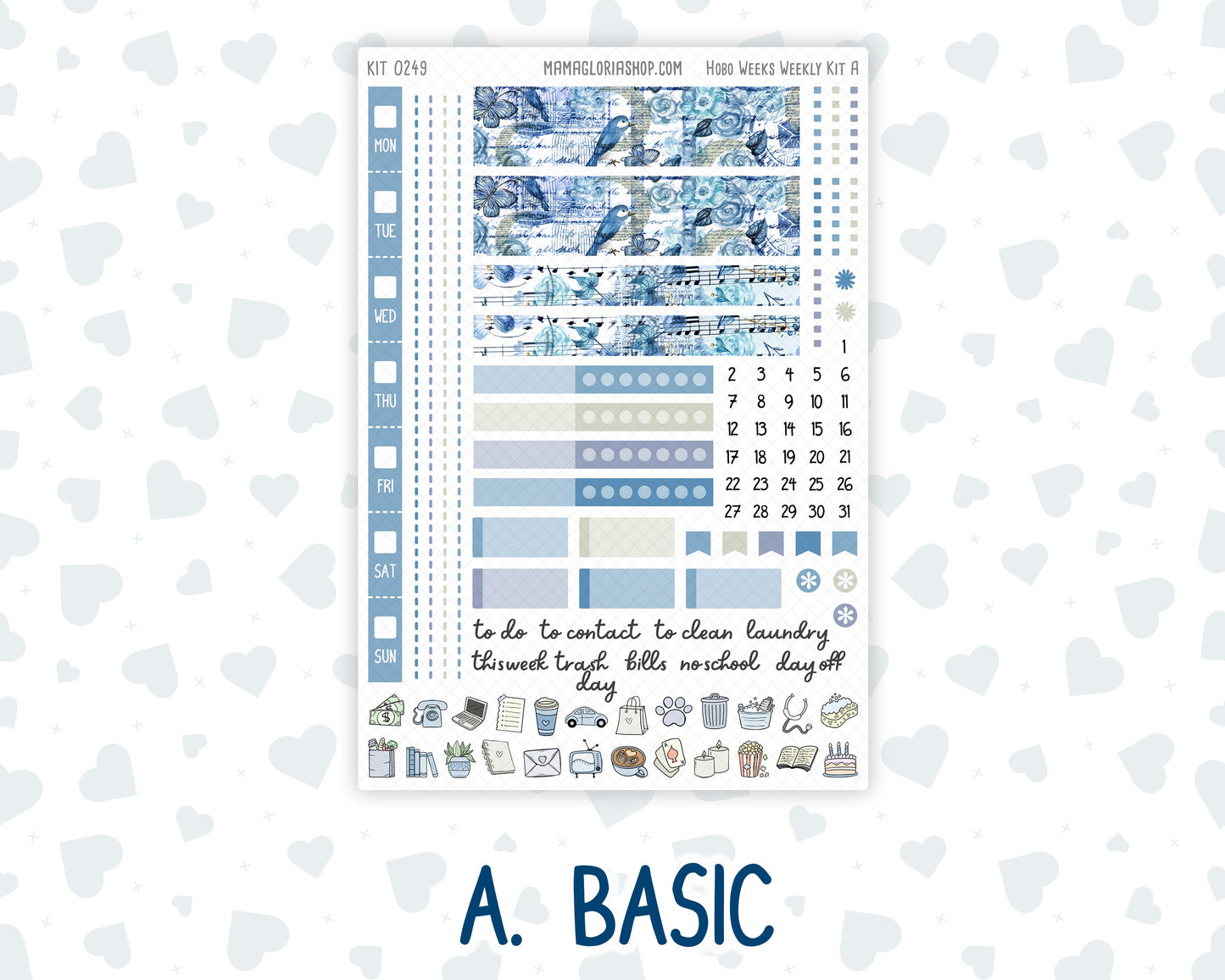 Kit 0249 - Hobonichi Weeks - Weekly Kit - January - Icy Lace