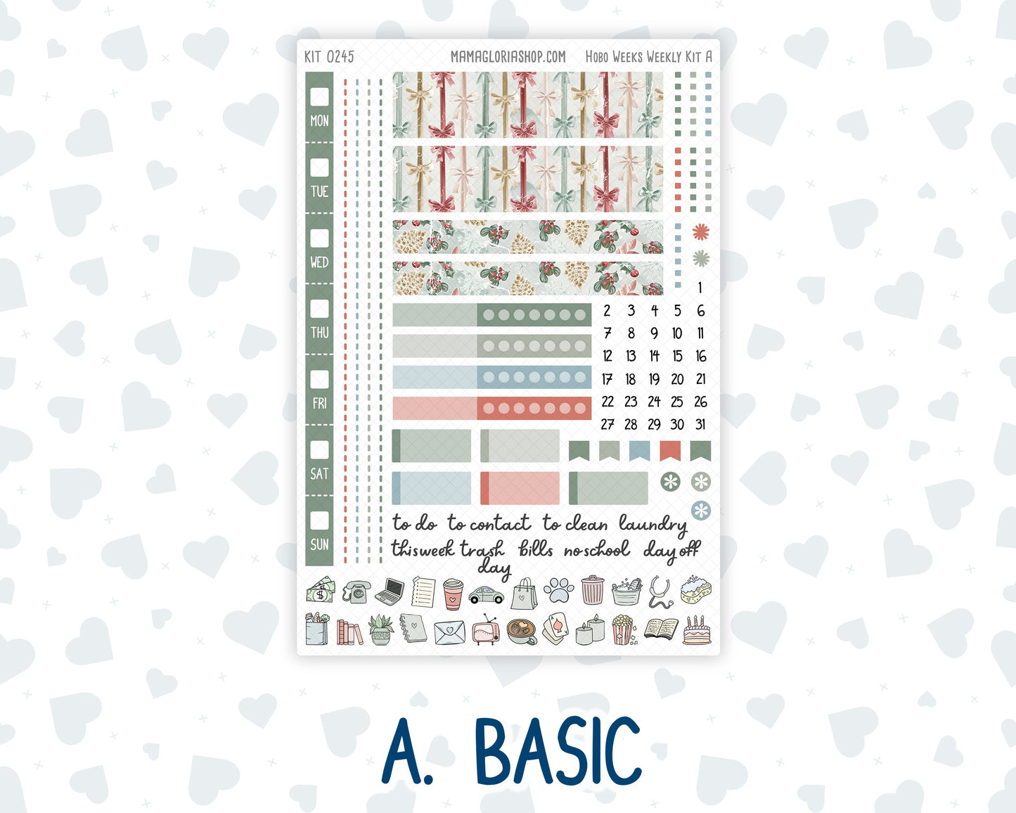 Kit 0245 - Hobonichi Weeks - Weekly Kit - December - Vintage Christmas