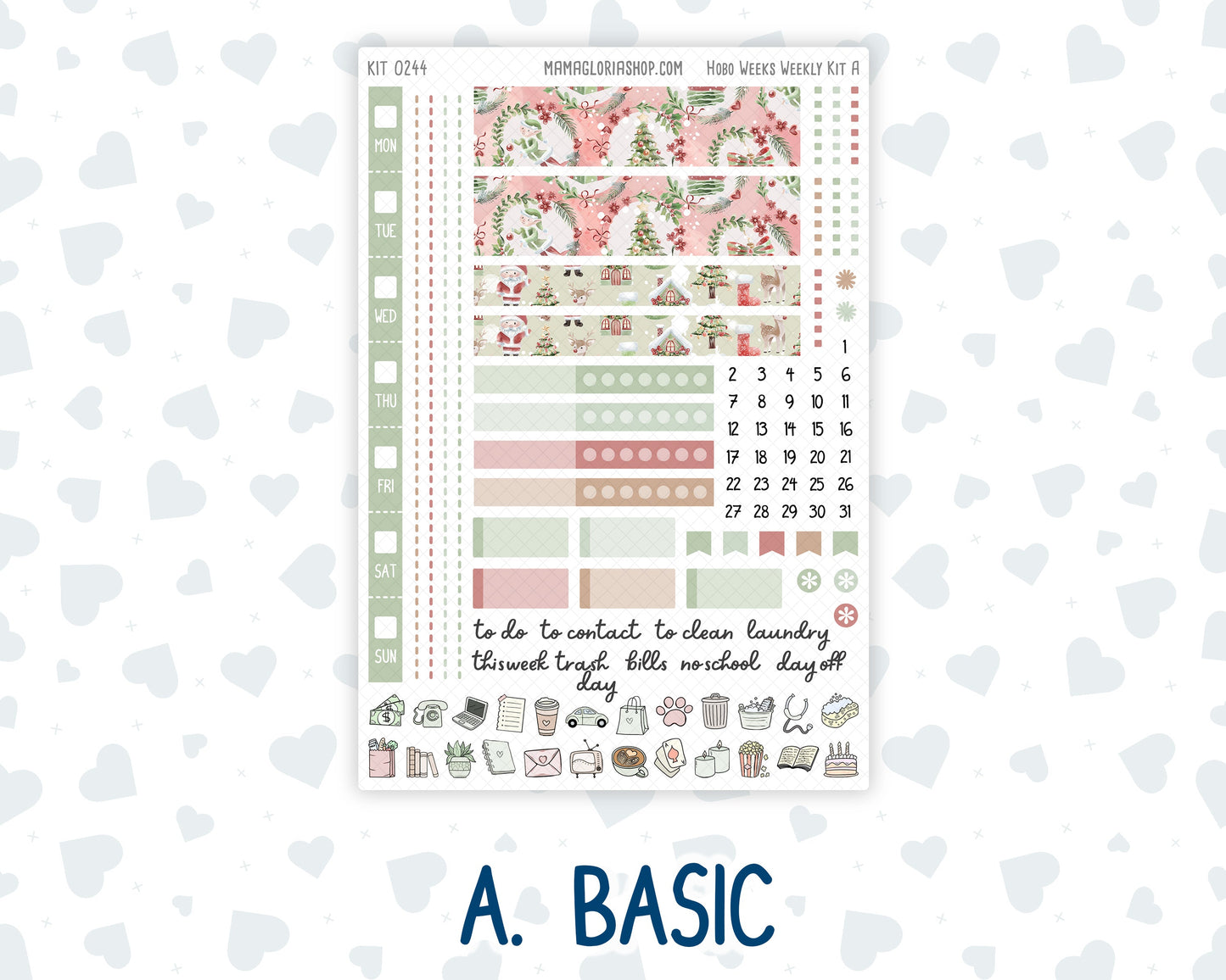 Kit 0244 - Hobonichi Weeks - Weekly Kit - December - Santas Village