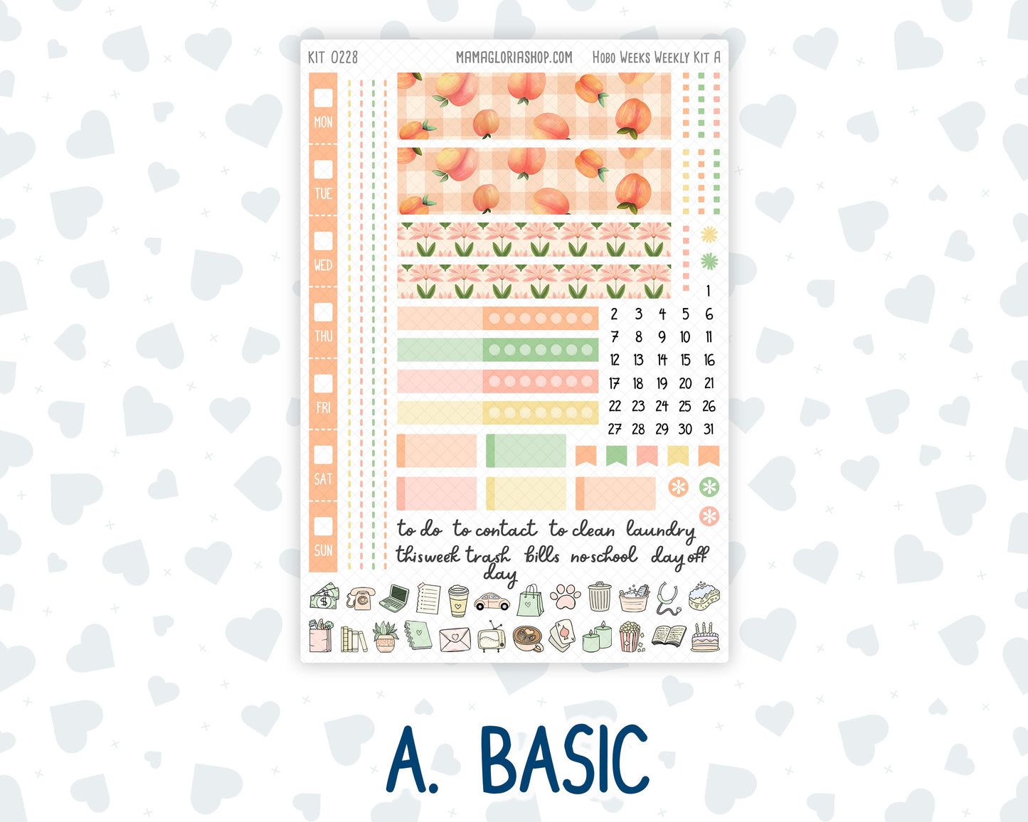 Kit 0228 - Hobonichi Weeks - Weekly Kit - August - Just Peachy