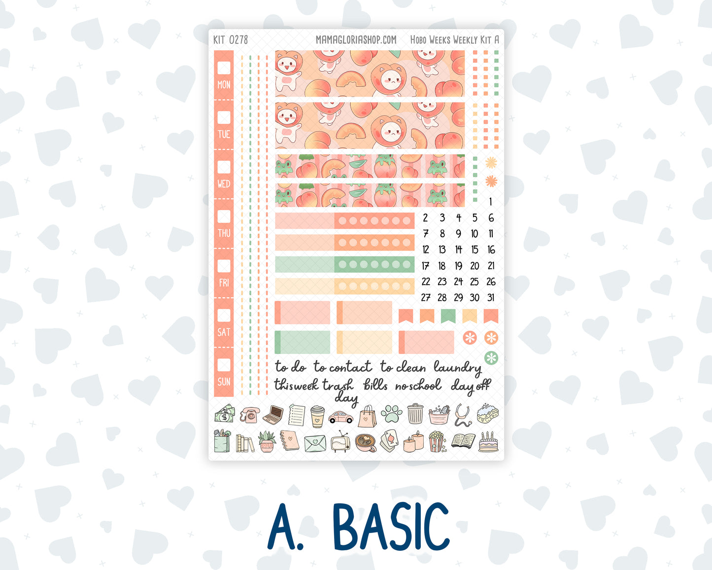 Kit 0278 - Hobonichi Weeks - Weekly Kit - August - Oops, All Peaches