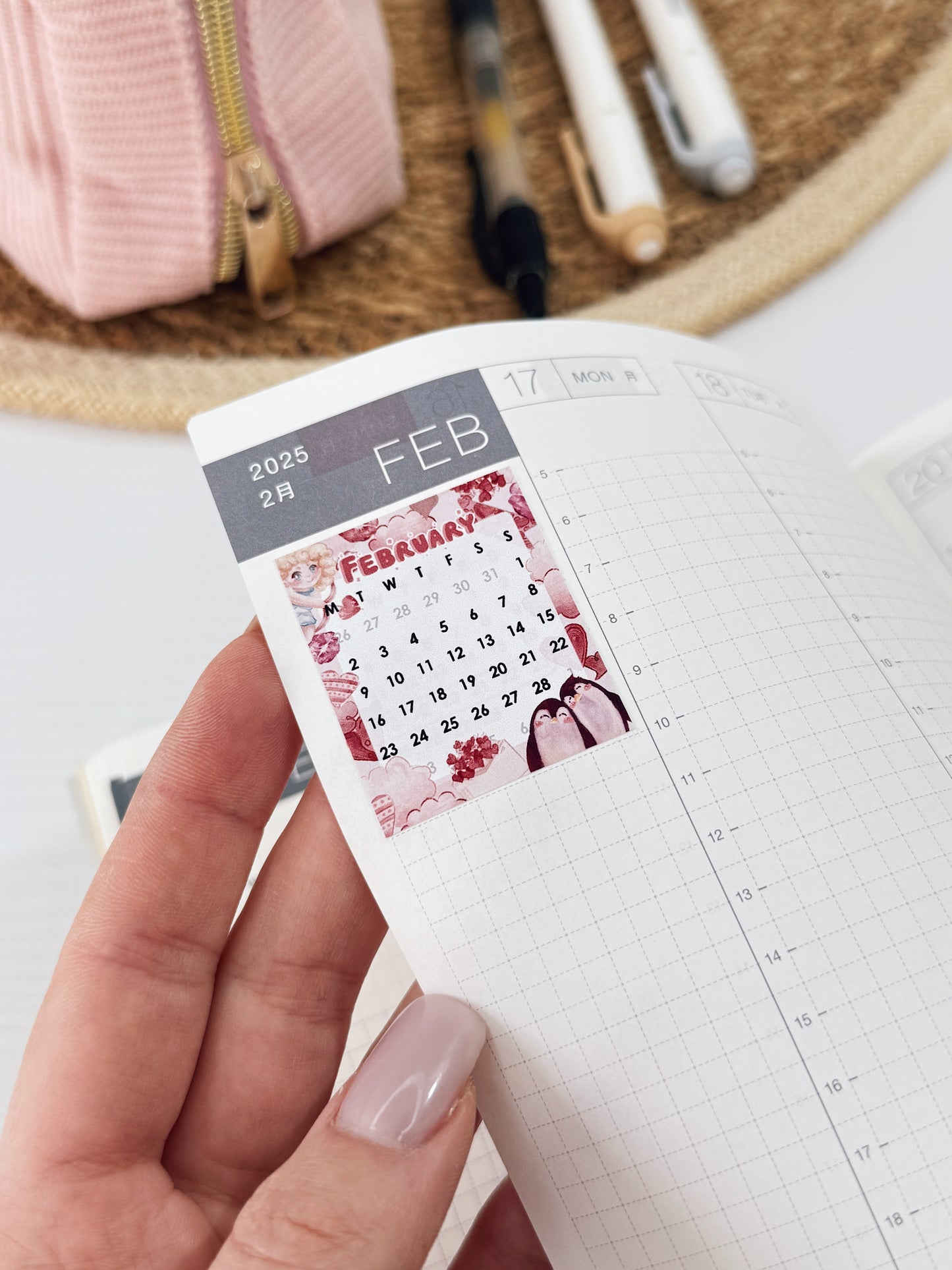 Mini Monthly Calendar Stickers 2026 — Sunday or Monday Start | Small Planner Calendar | 1.3” Wide Planner Stickers