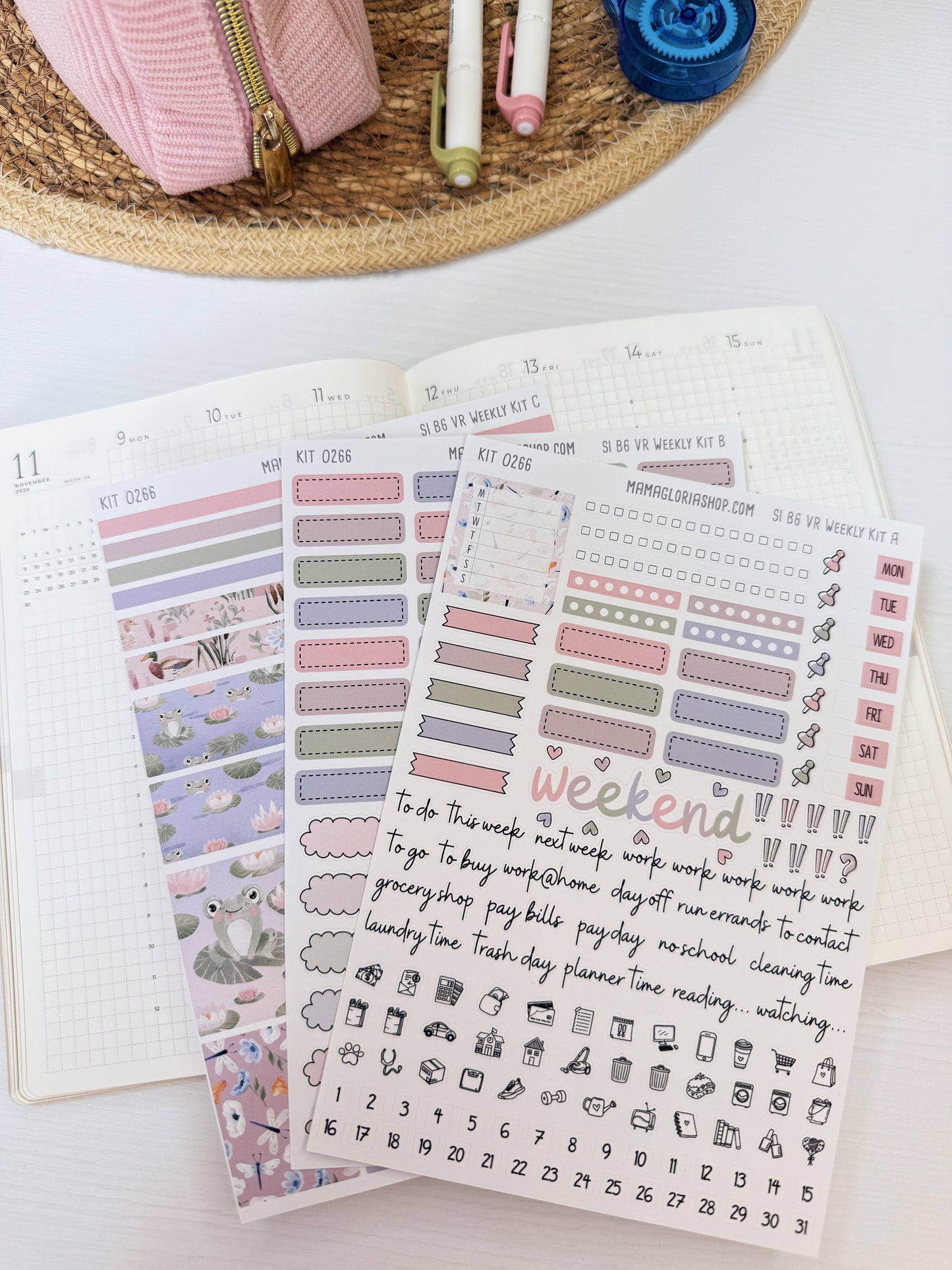 Kit 0222 - B6 - For Sterling Ink And More - Vertical Weekly Kit - June - Beach Day