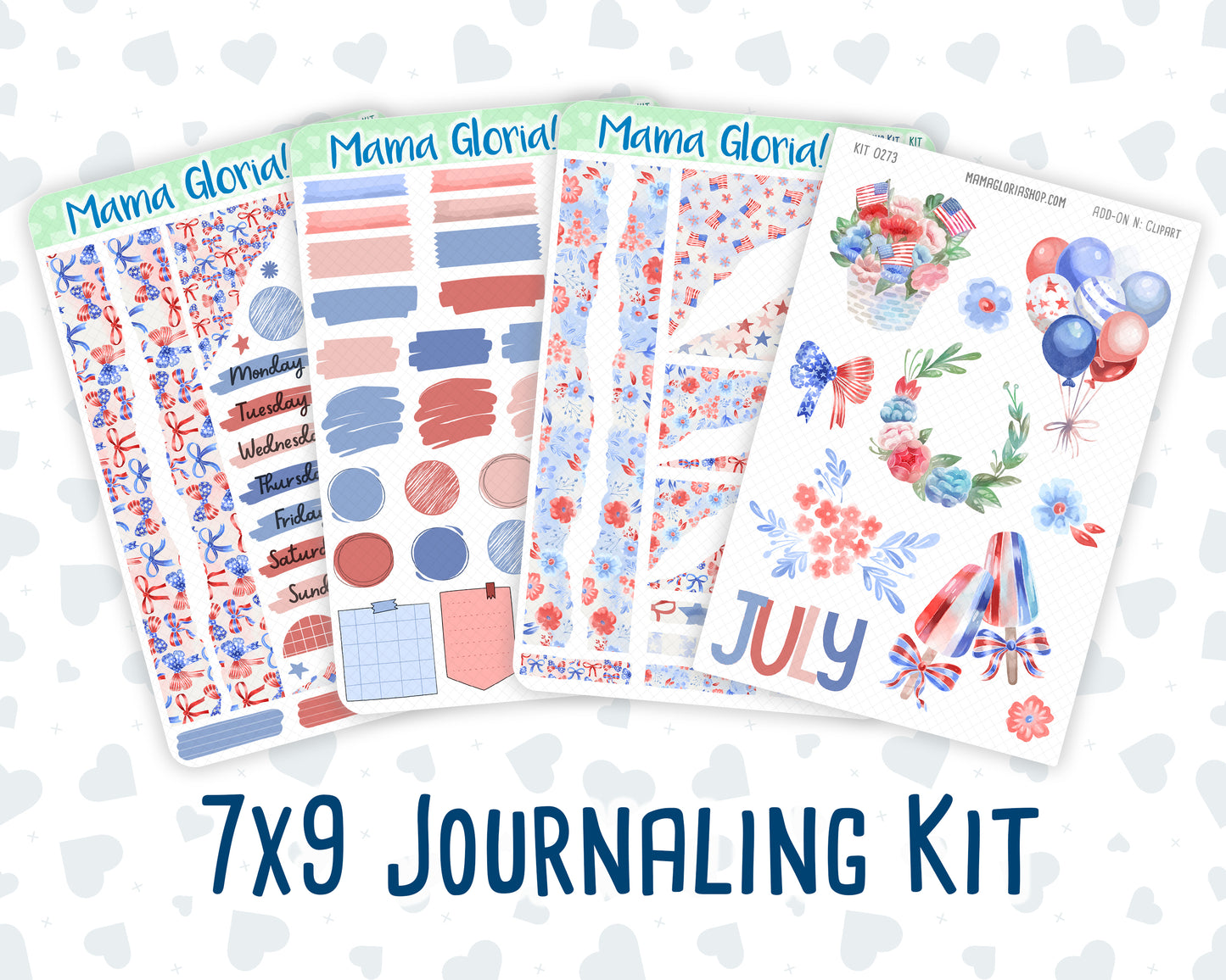 Kit 0273 - Journaling Kit - For Planners | Notebooks - July - Americana In Bloom