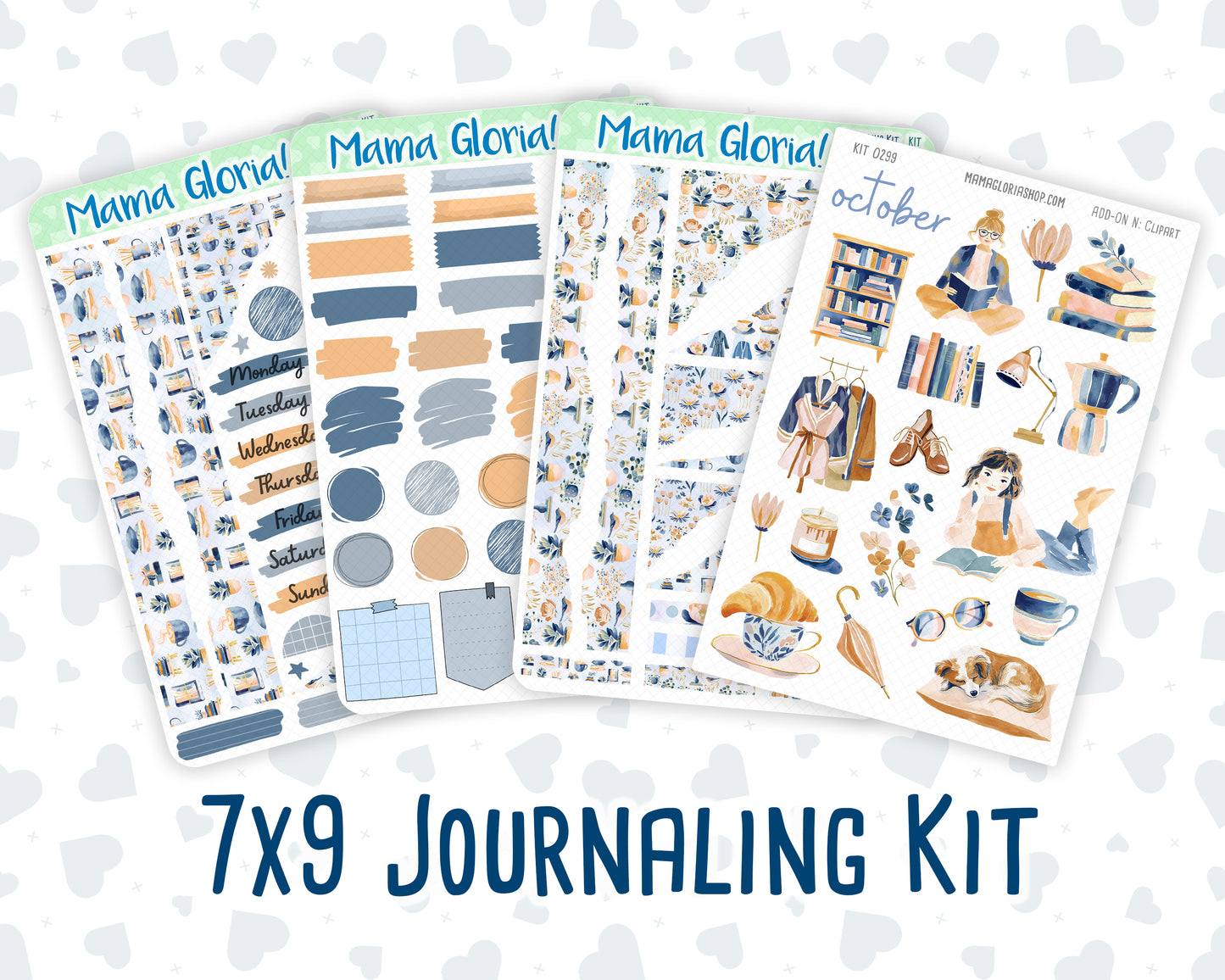 Kit 0299 - Journaling Kit - For Planners | Notebooks - October - Book Nook