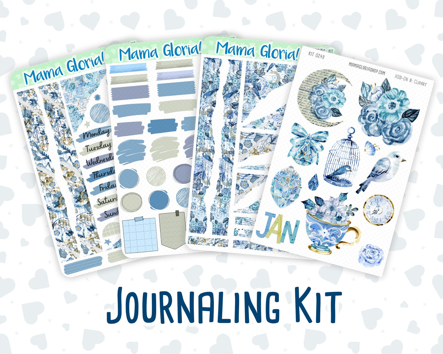 Kit 0249 - Journaling Kit - For Planners | Notebooks - January - Icy Lace