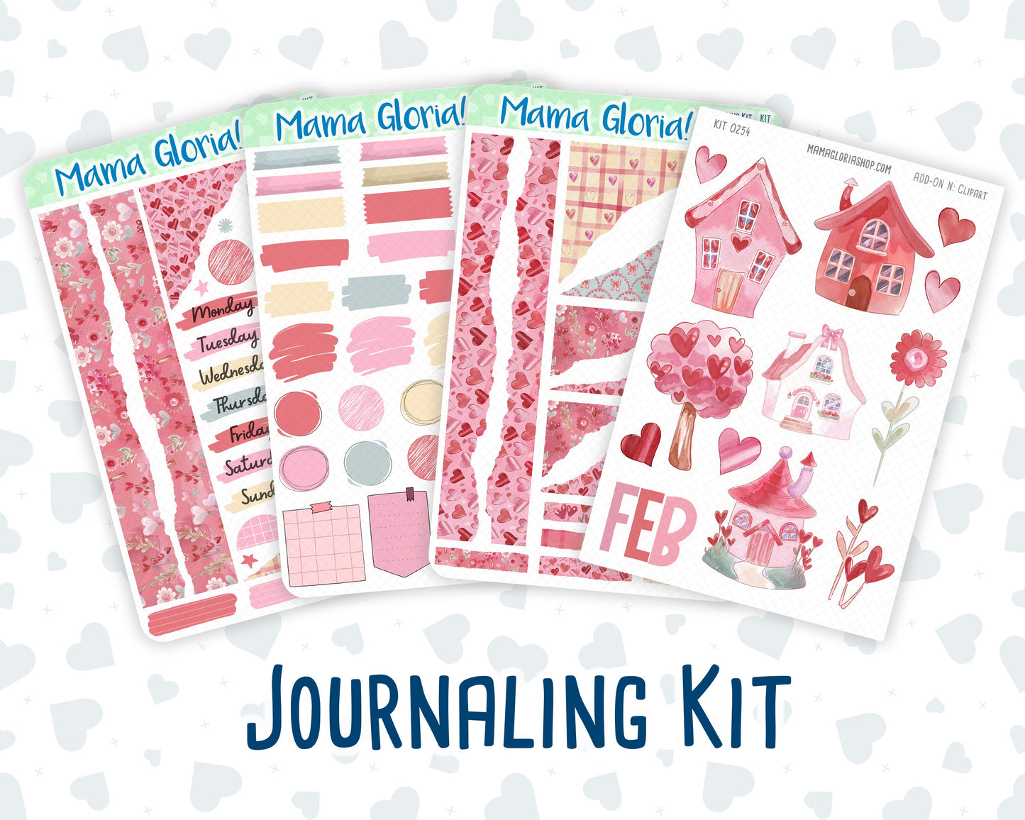 Kit 0254 - Journaling Kit - For Planners | Notebooks - February - Valentine Village