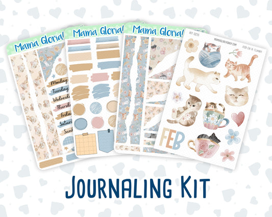 Kit 0255 - Journaling Kit - For Planners | Notebooks - February - Cottagecore Kitties