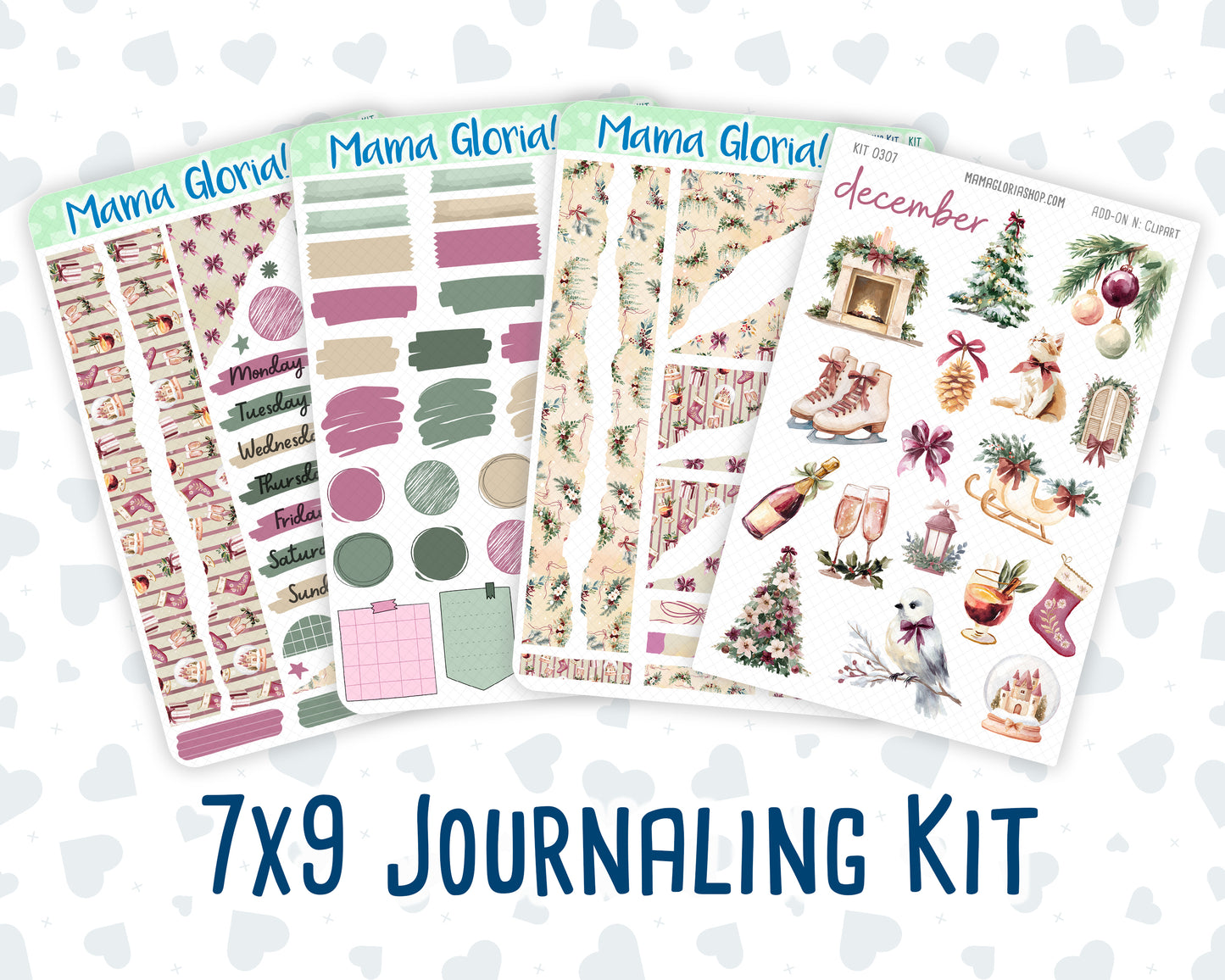 Kit 0307 - Journaling Kit - For Planners | Notebooks - December - Velvet Hearth