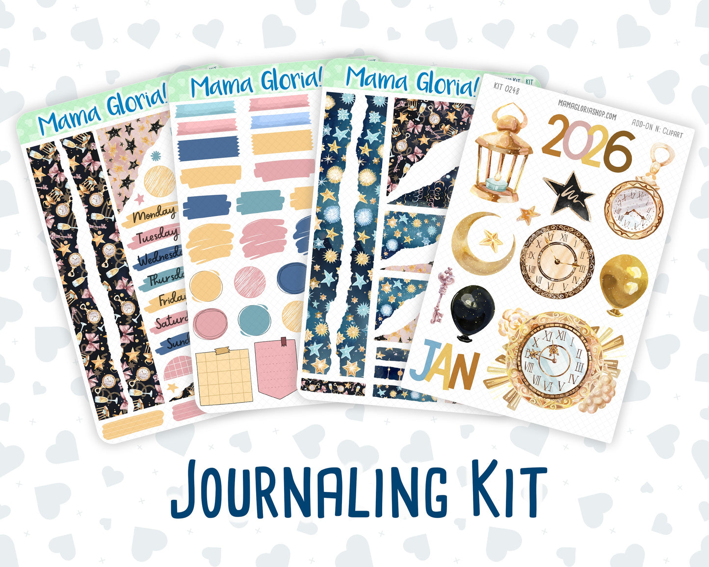 Kit 0248 - Journaling Kit - For Planners | Notebooks - January - Midnight Countdown