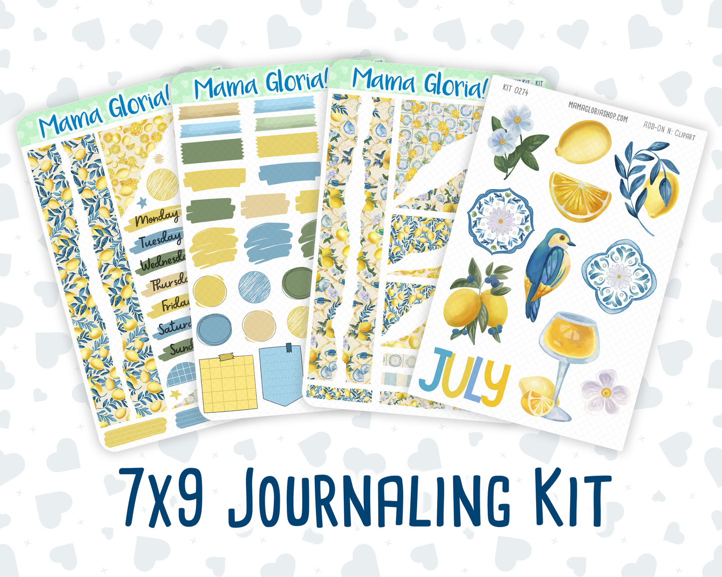 Kit 0274 - Journaling Kit - For Planners | Notebooks - July - Sunny Lemon Shore