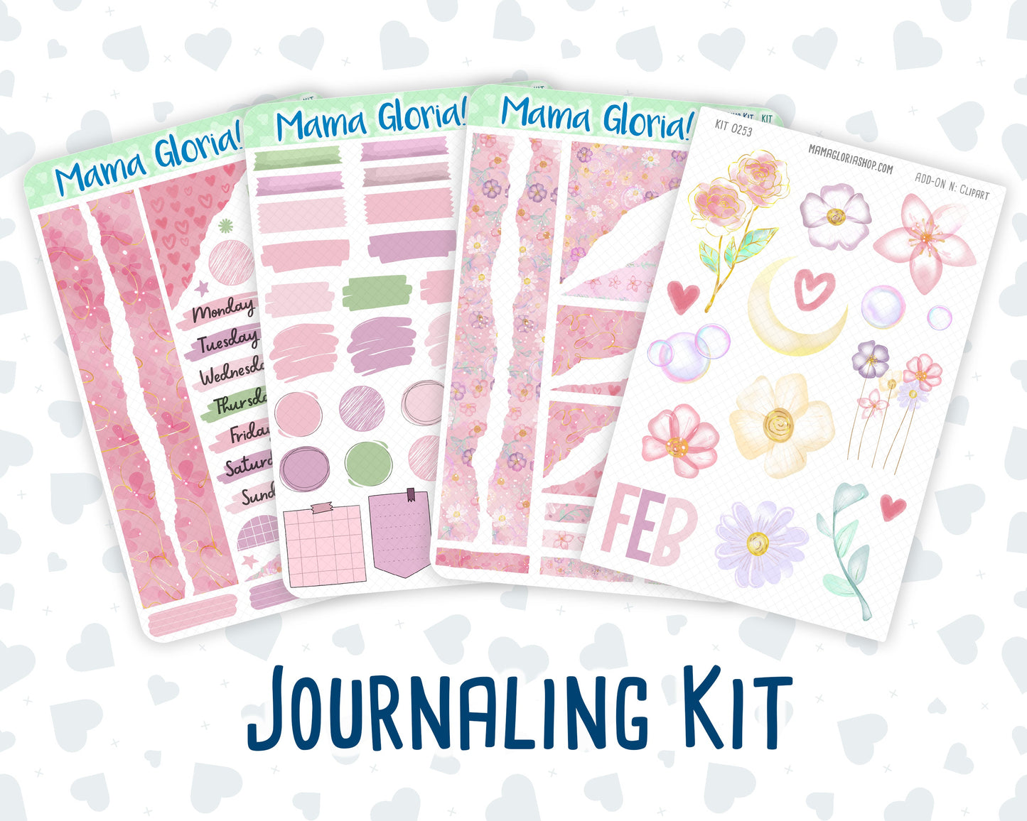 Kit 0253 - Journaling Kit - For Planners | Notebooks - February - Rosy Daydreams
