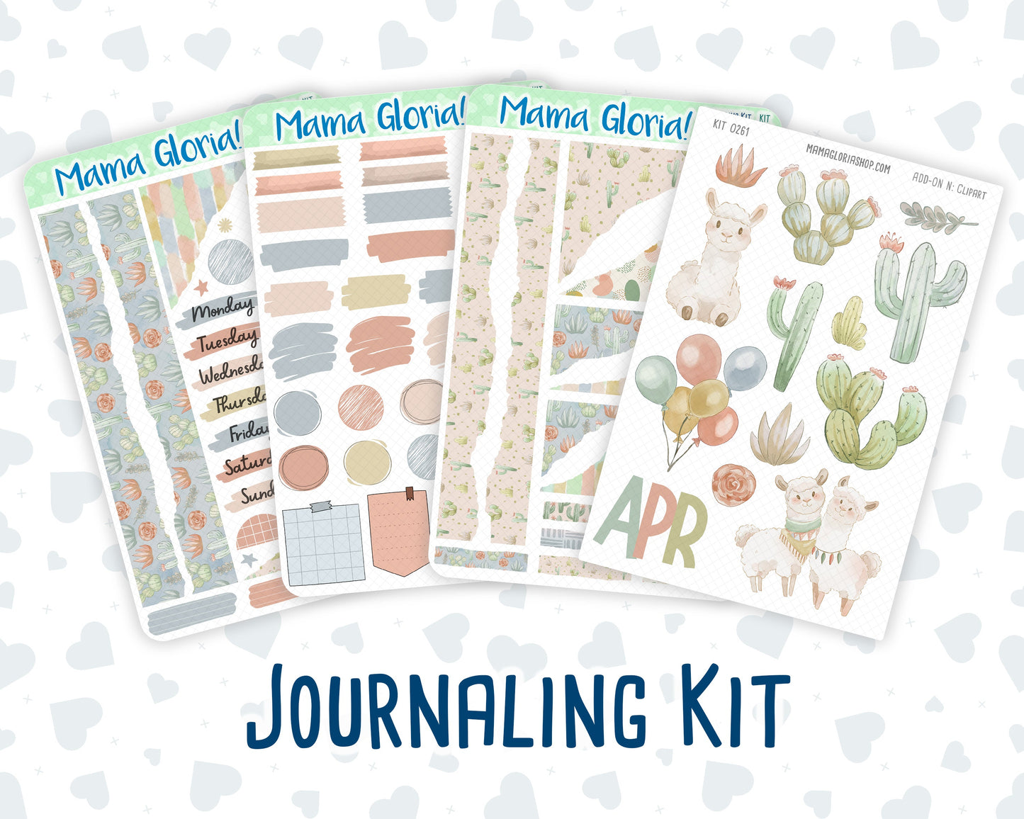 Kit 0261 - Journaling Kit - For Planners | Notebooks - April - Llama Spring