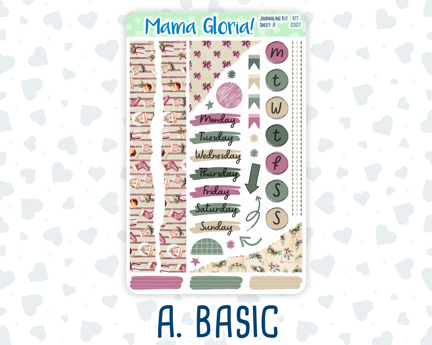 Kit 0307 - Journaling Kit - For Planners | Notebooks - December - Velvet Hearth