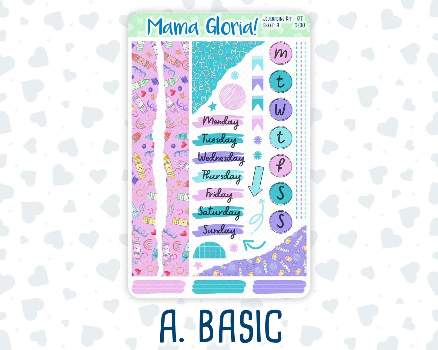 Kit 0230 - Journaling Kit - For Planners | Notebooks - August - School Daze