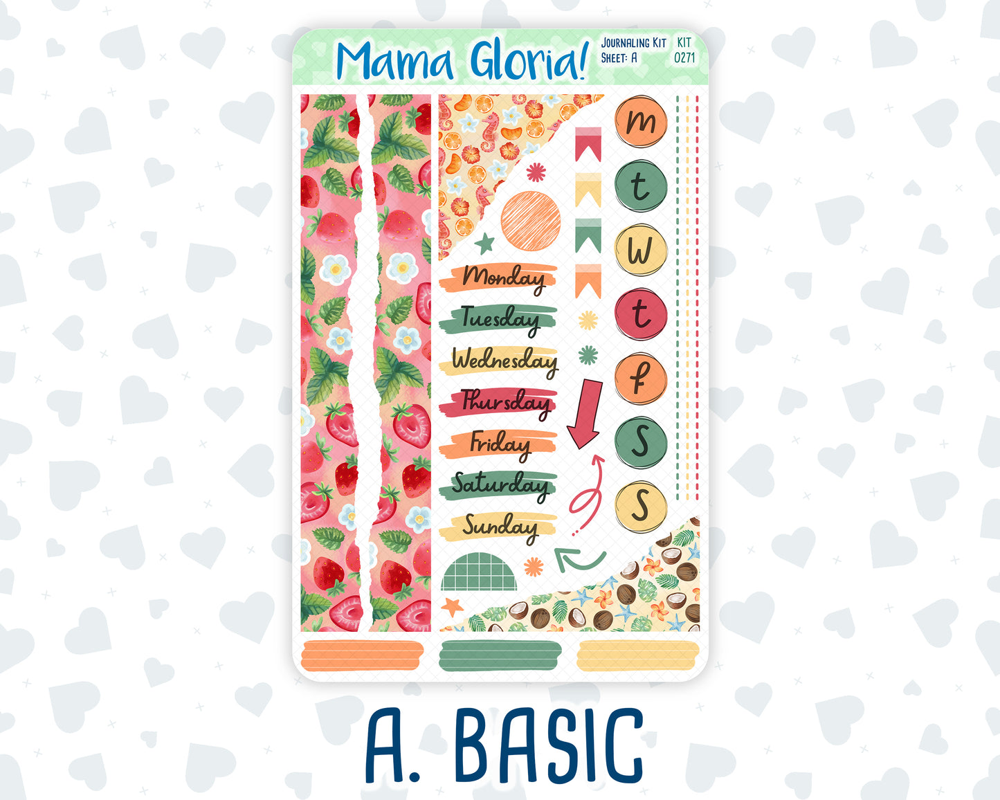 Kit 0271 - Journaling Kit - For Planners | Notebooks - June - Strawberry Shore