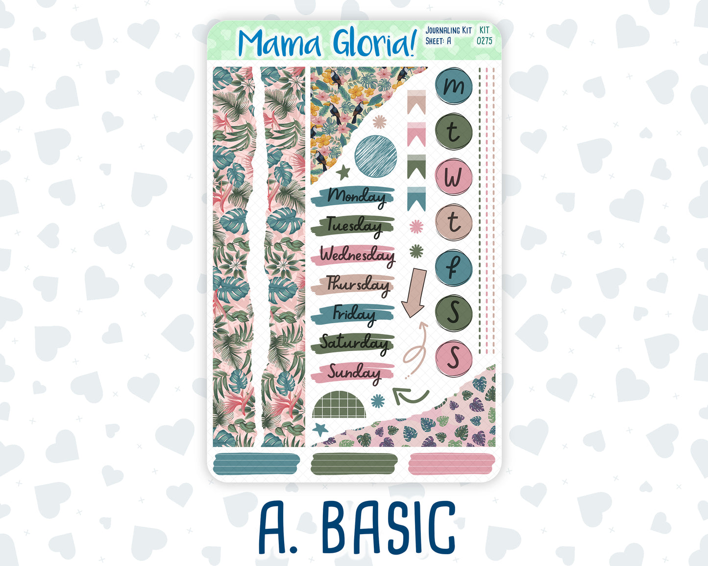 Kit 0275 - Journaling Kit - For Planners | Notebooks - July - Tropical Safari Blush