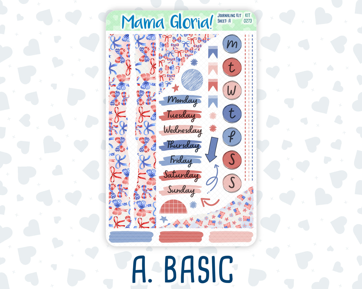 Kit 0273 - Journaling Kit - For Planners | Notebooks - July - Americana In Bloom