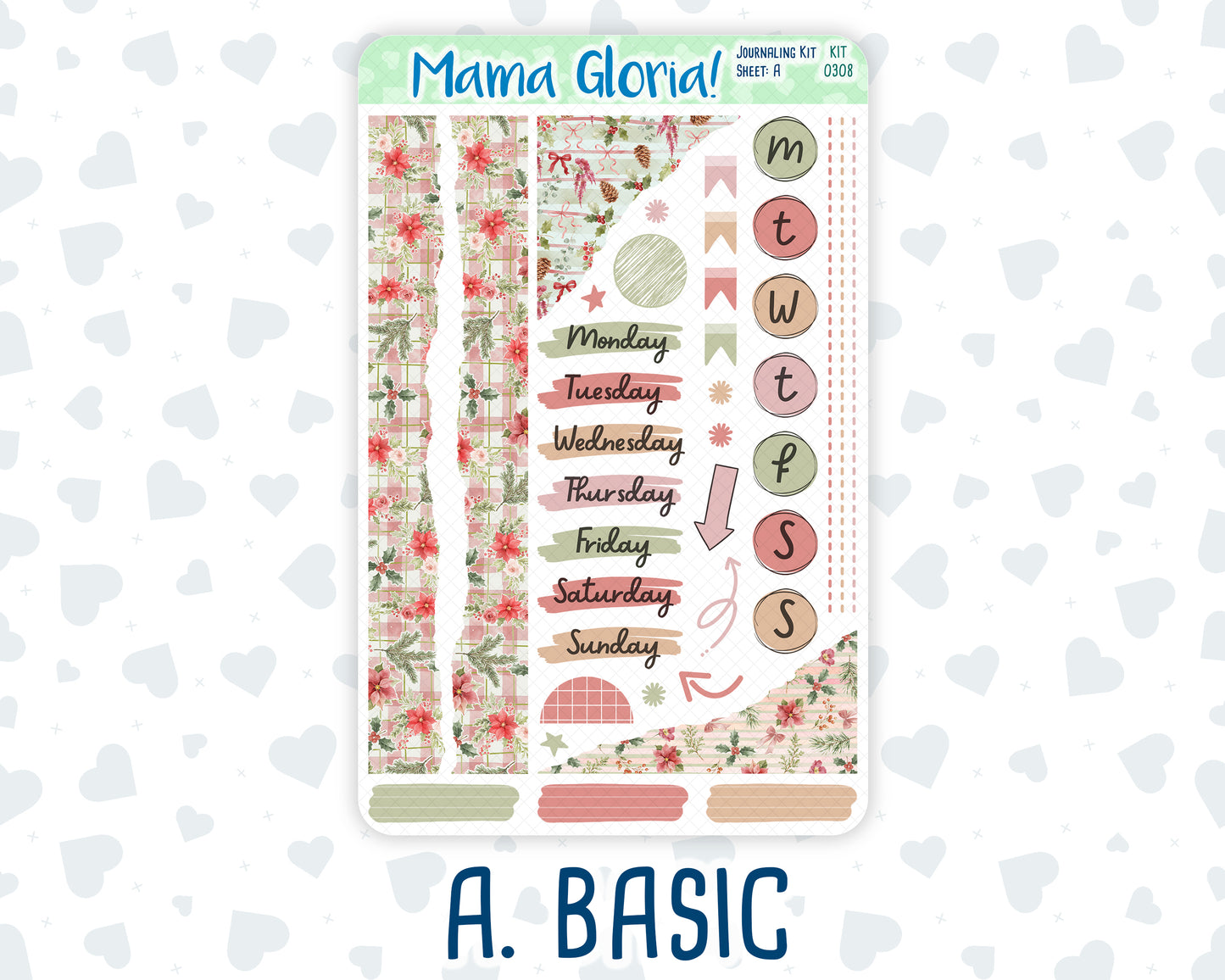 Kit 0308 - Journaling Kit - For Planners | Notebooks - December - Knit & Holly