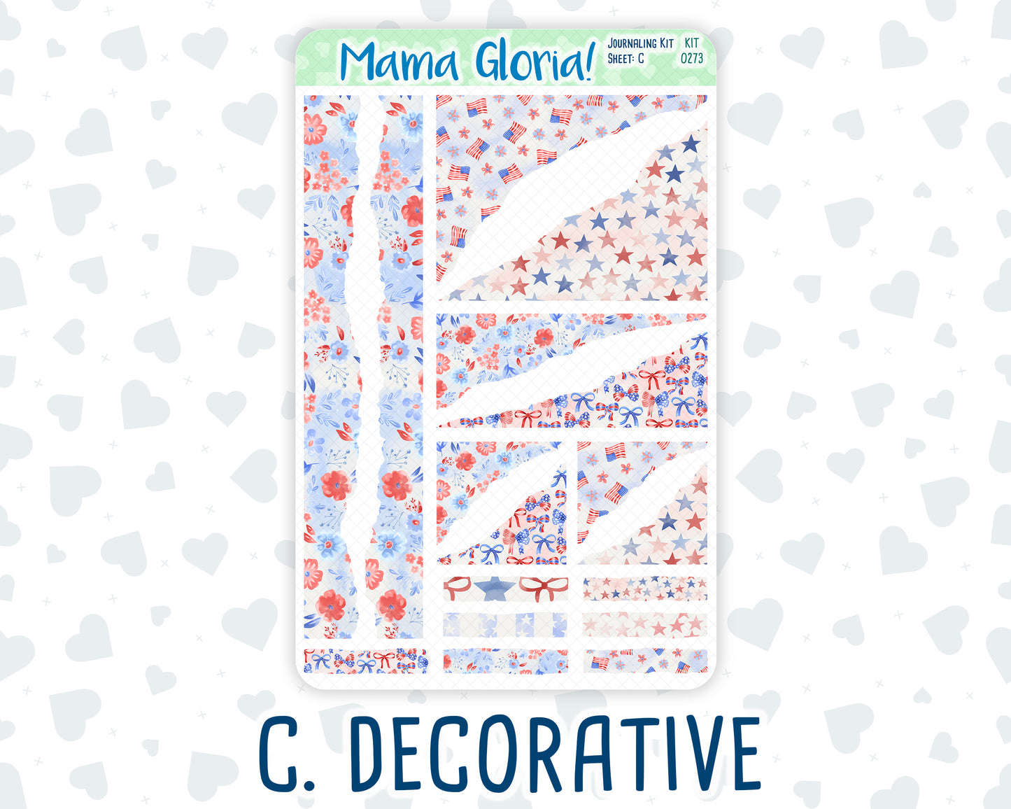Kit 0273 - Journaling Kit - For Planners | Notebooks - July - Americana In Bloom