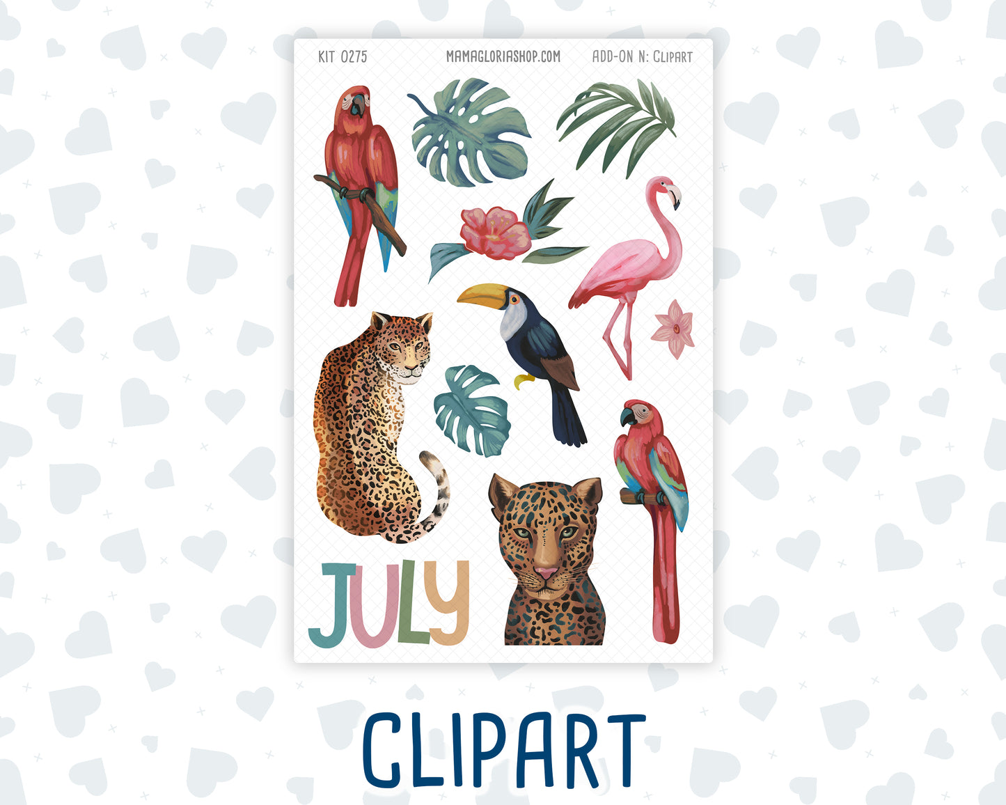 Kit 0275 - Journaling Kit - For Planners | Notebooks - July - Tropical Safari Blush