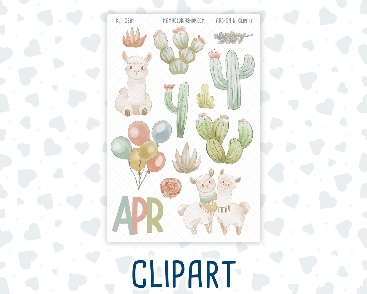 Kit 0261 - Journaling Kit - For Planners | Notebooks - April - Llama Spring