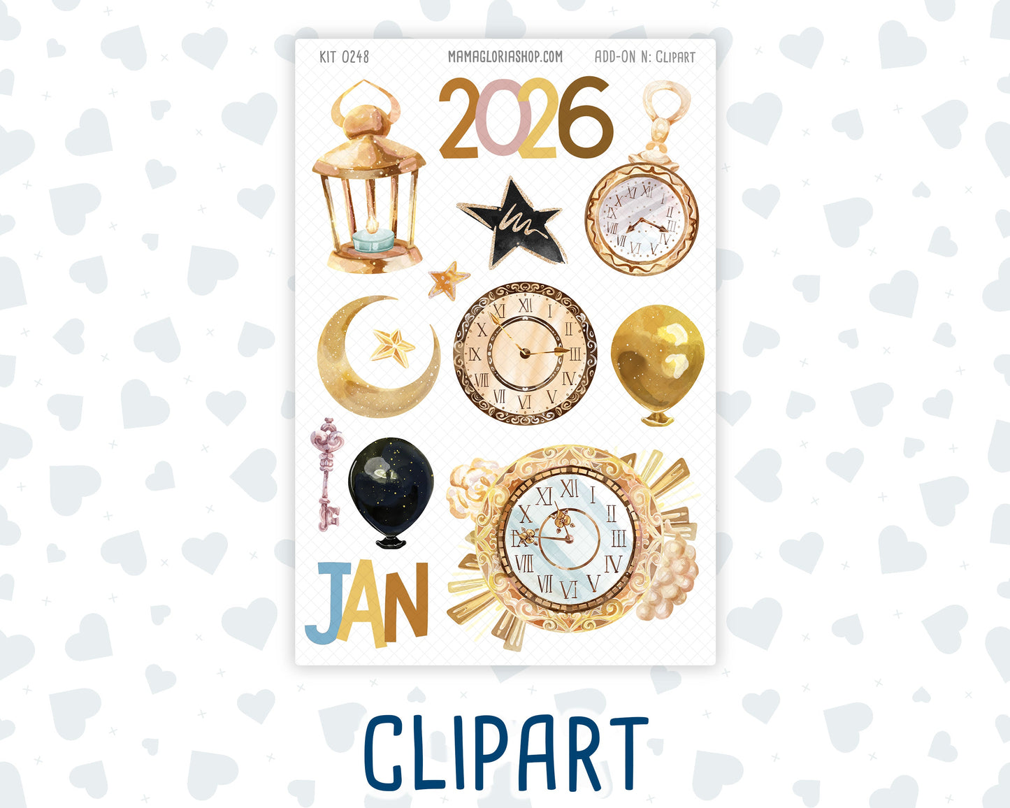 Kit 0248 - Journaling Kit - For Planners | Notebooks - January - Midnight Countdown