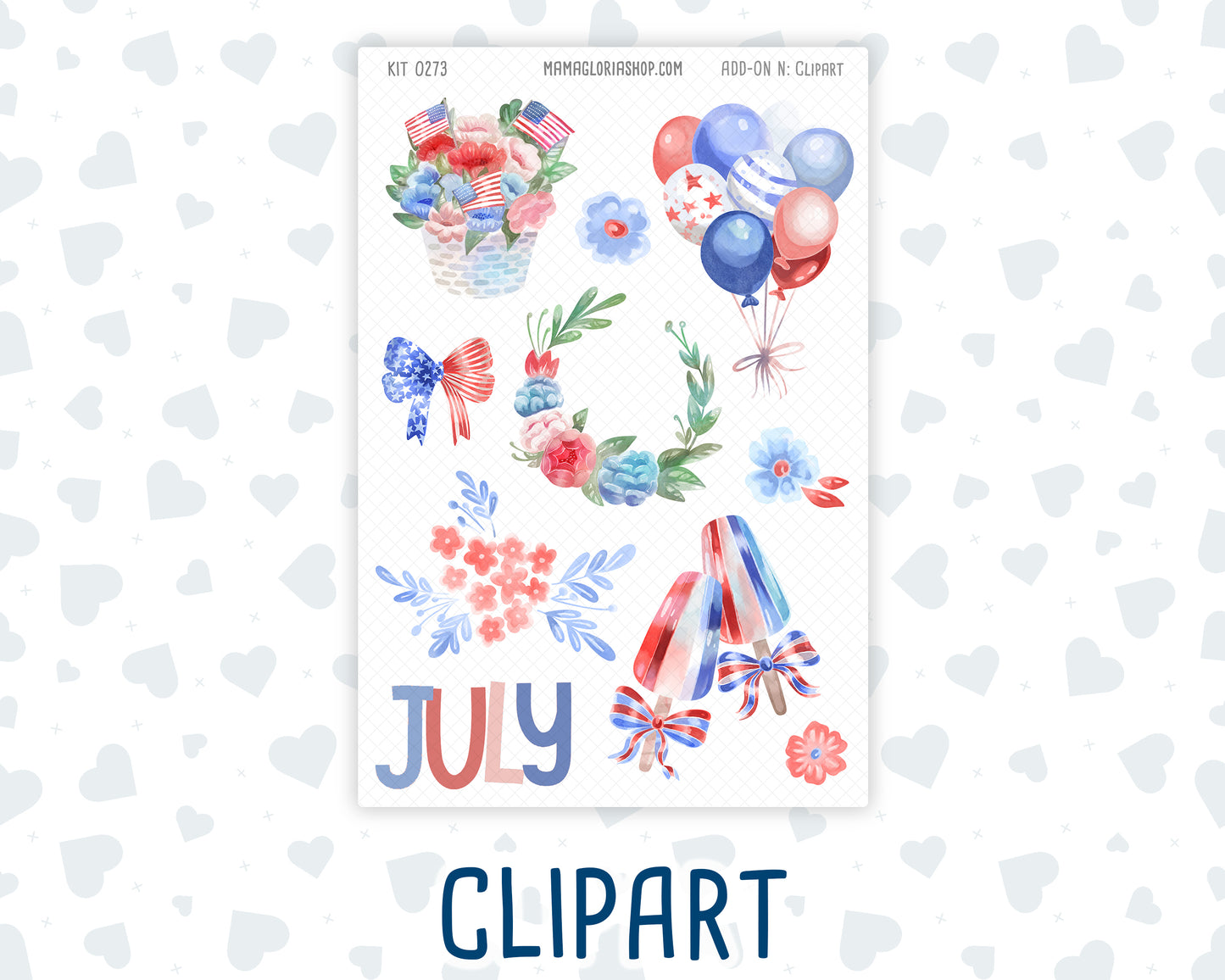 Kit 0273 - Journaling Kit - For Planners | Notebooks - July - Americana In Bloom