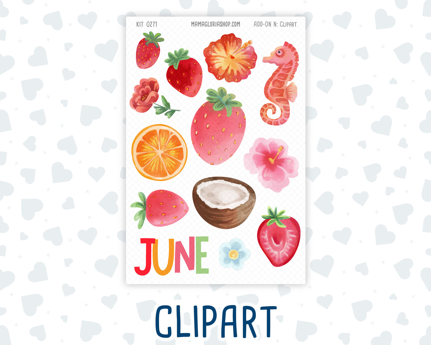 Kit 0271 - Journaling Kit - For Planners | Notebooks - June - Strawberry Shore