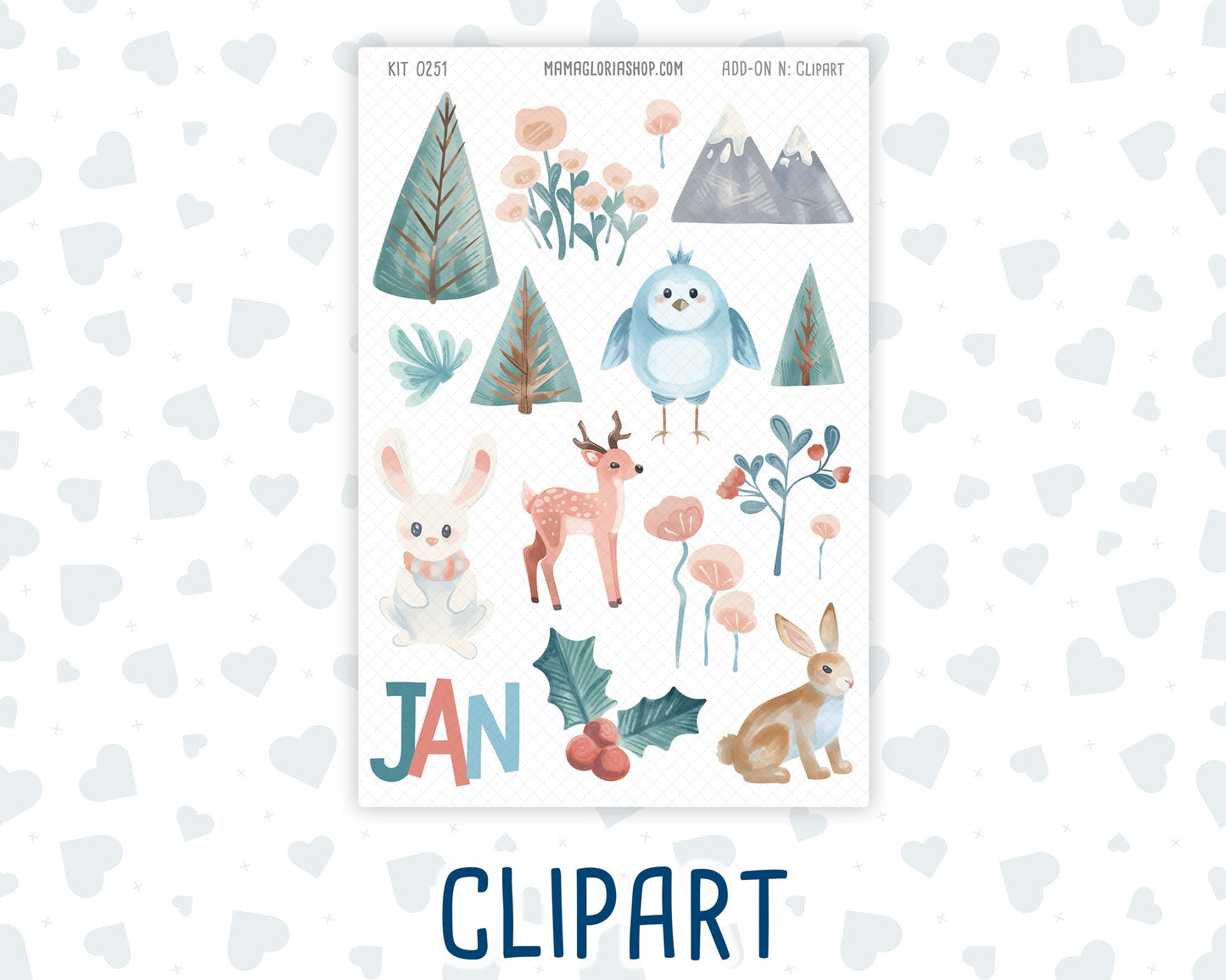 Kit 0251 - Journaling Kit - For Planners | Notebooks - January - Pine & Paws