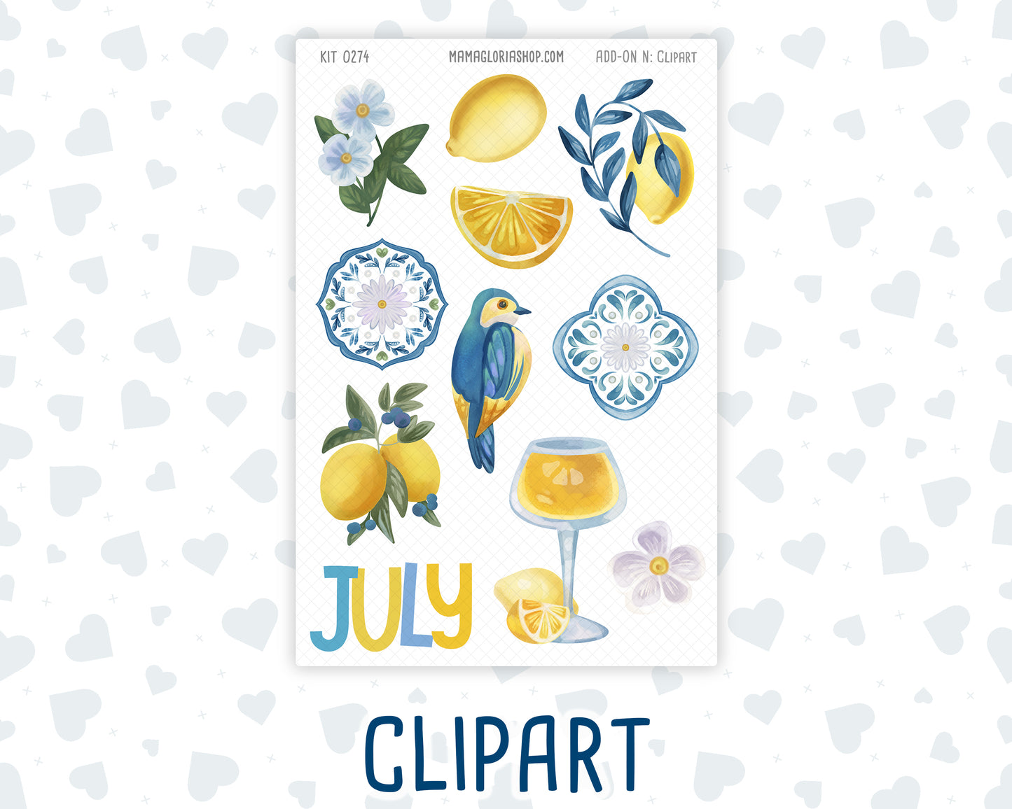 Kit 0274 - Journaling Kit - For Planners | Notebooks - July - Sunny Lemon Shore