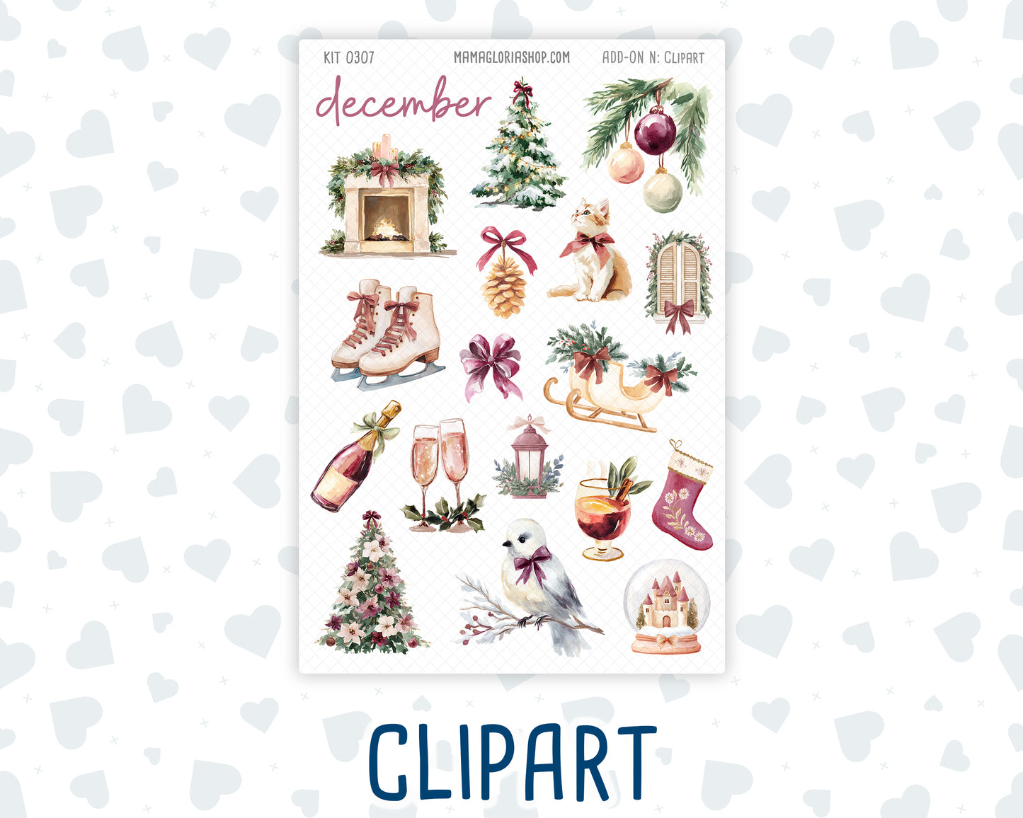 Kit 0307 - Journaling Kit - For Planners | Notebooks - December - Velvet Hearth