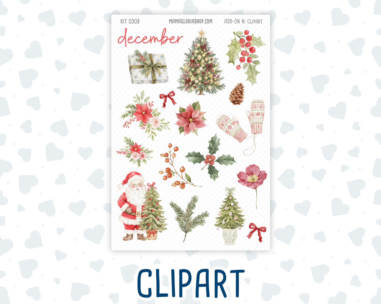 Kit 0308 - Journaling Kit - For Planners | Notebooks - December - Knit & Holly