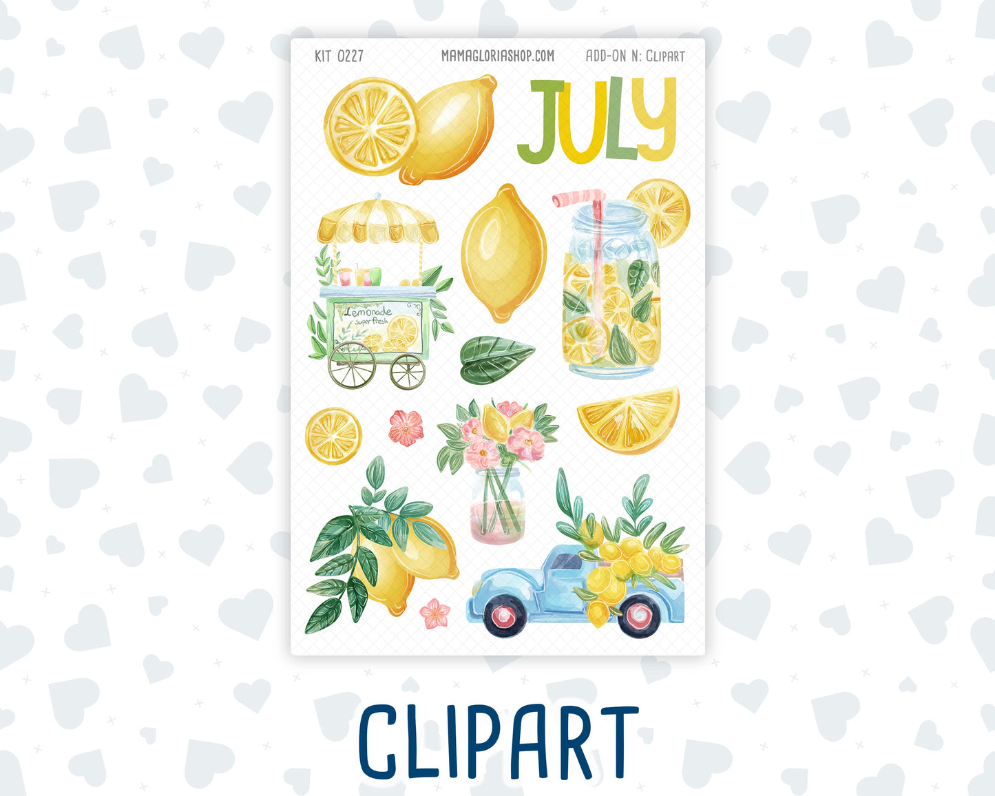 Kit 0227 - Journaling Kit - For Planners | Notebooks - July - Lemon Grove