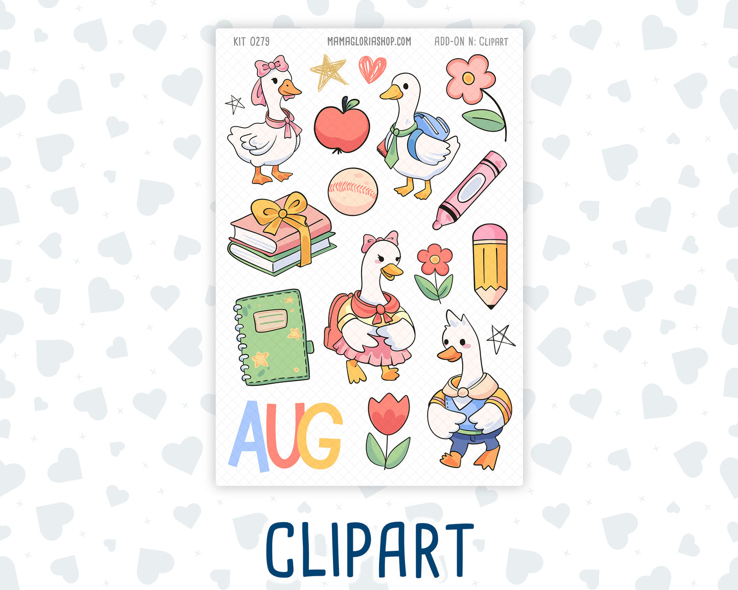 Kit 0279 - Journaling Kit - For Planners | Notebooks - August - Not Ready For School