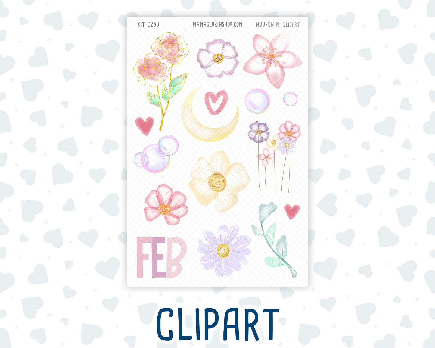 Kit 0253 - Journaling Kit - For Planners | Notebooks - February - Rosy Daydreams