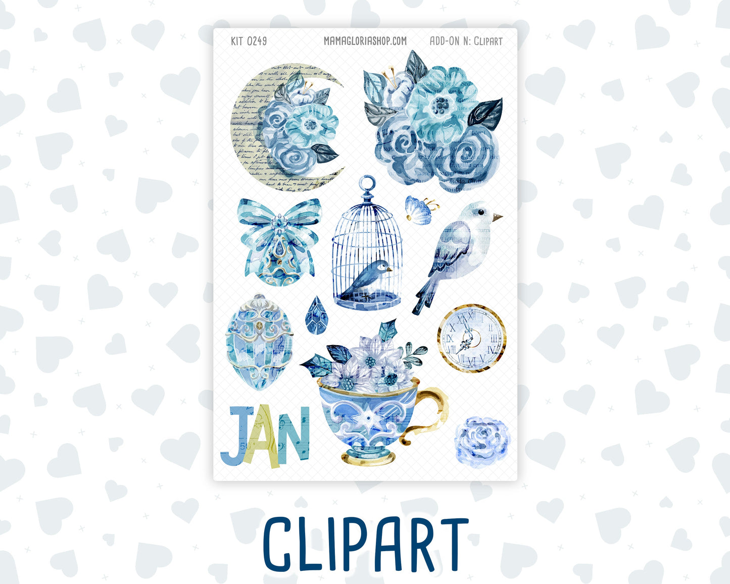 Kit 0249 - Journaling Kit - For Planners | Notebooks - January - Icy Lace