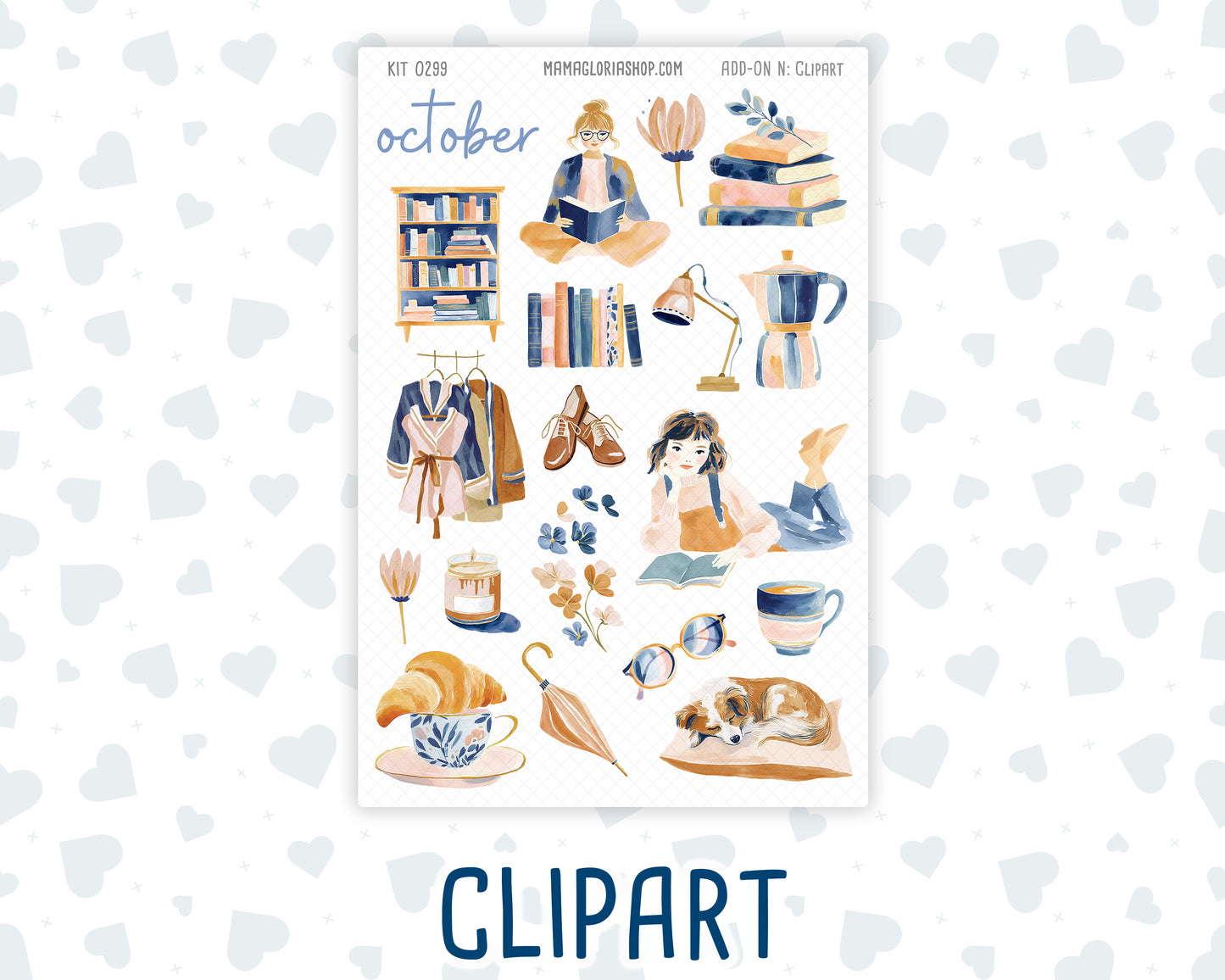 Kit 0299 - Journaling Kit - For Planners | Notebooks - October - Book Nook
