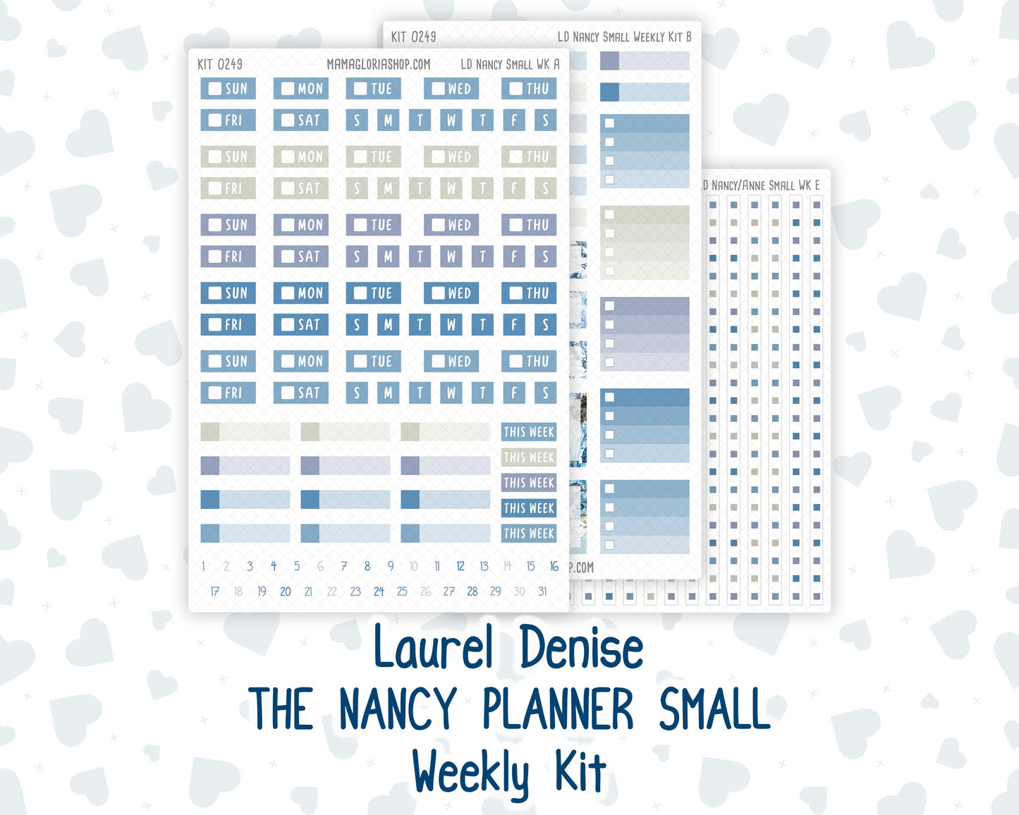 Kit 0249 - Laurel Denise The Nancy Planner Small - Weekly Kit - January - Icy Lace