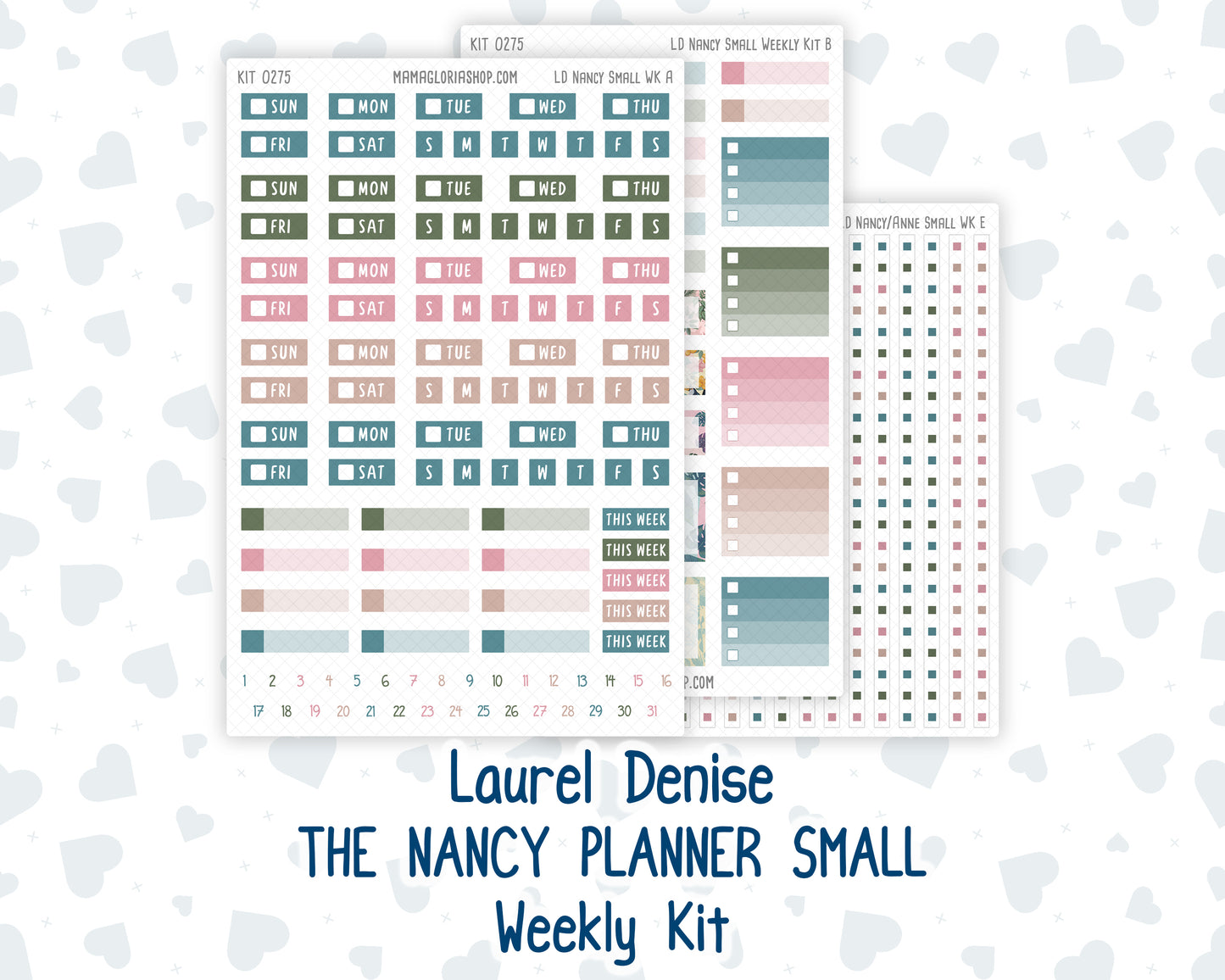 Kit 0275 - Laurel Denise The Nancy Planner Small - Weekly Kit - July - Tropical Safari Blush